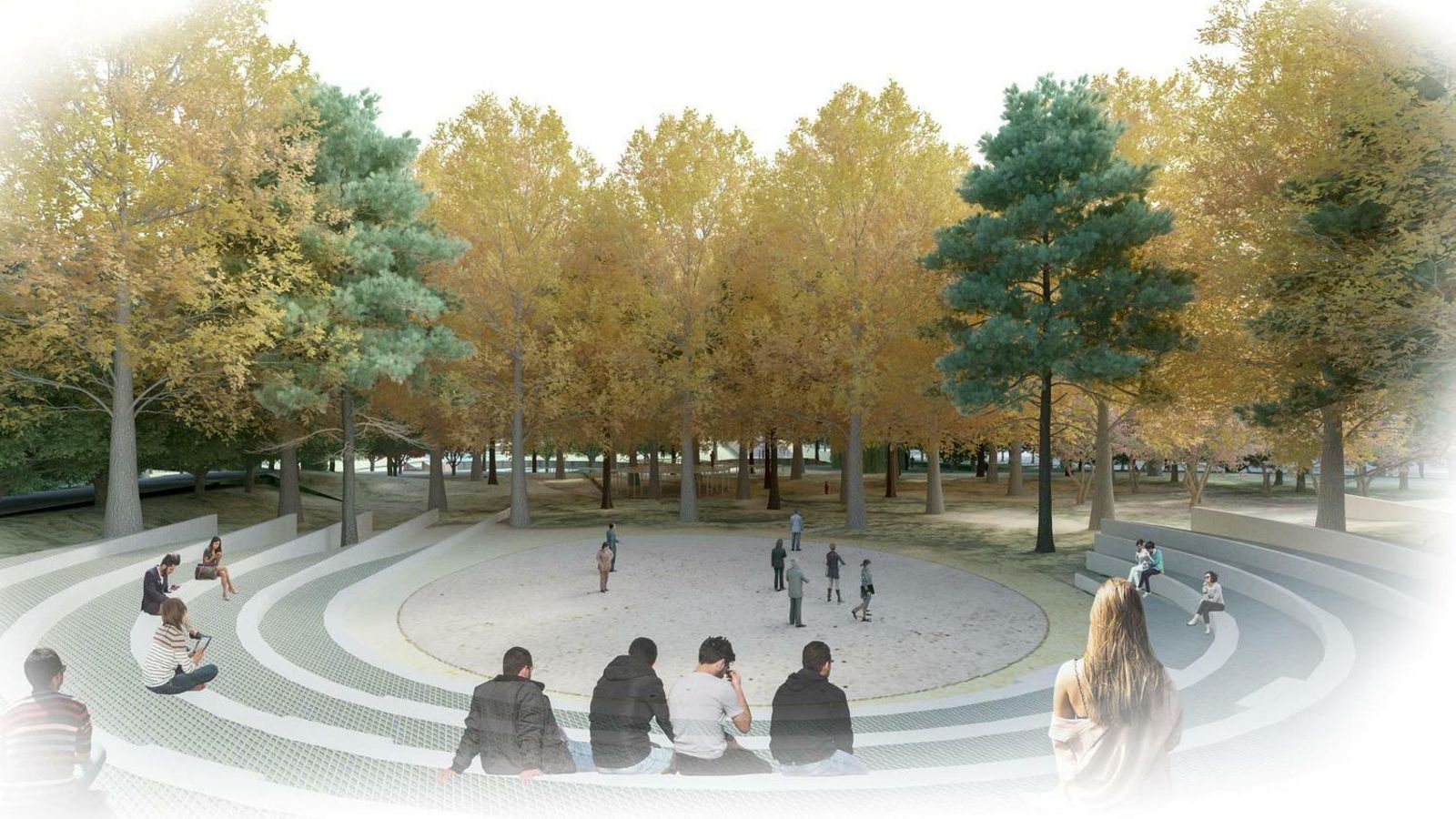 Imagen del anfiteatro previsto en el parque.