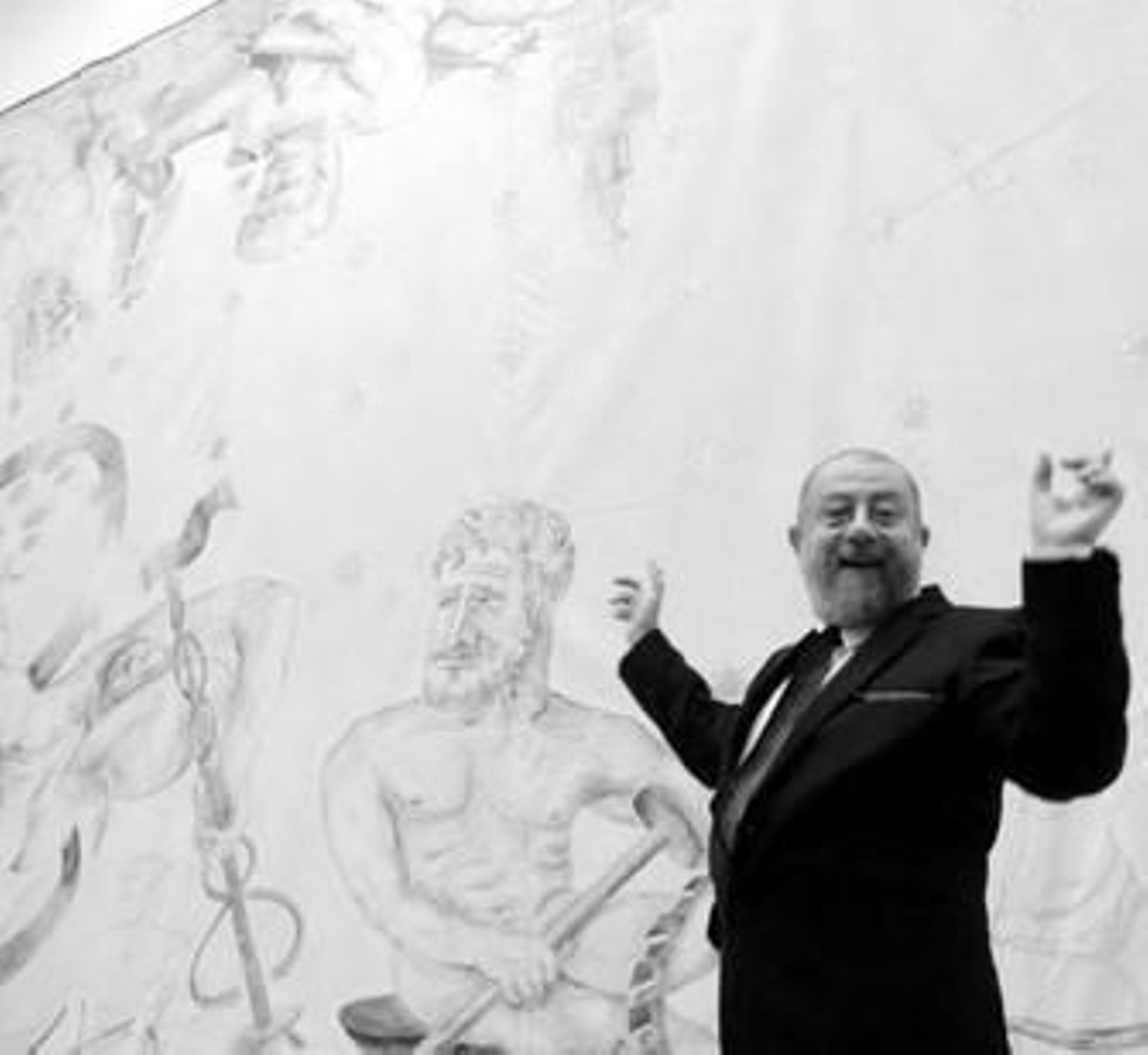 Guillermo Pérez Villalta, ayer delante de su obra.