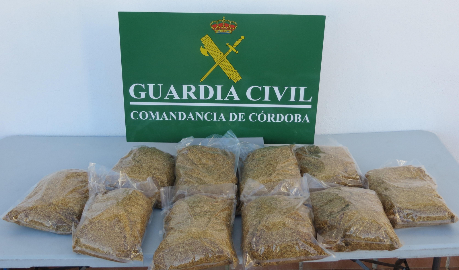 Tabaco aprehendido por la Guardia Civil en Villanueva de Córdoba.