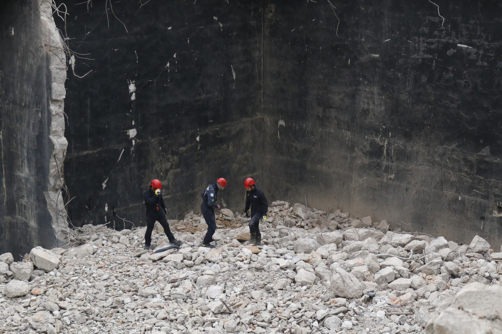 Práctica de la Unidad Canina y el Equipo de Intervención de Bomberos Unidos Sin Fronteras, en imágenes