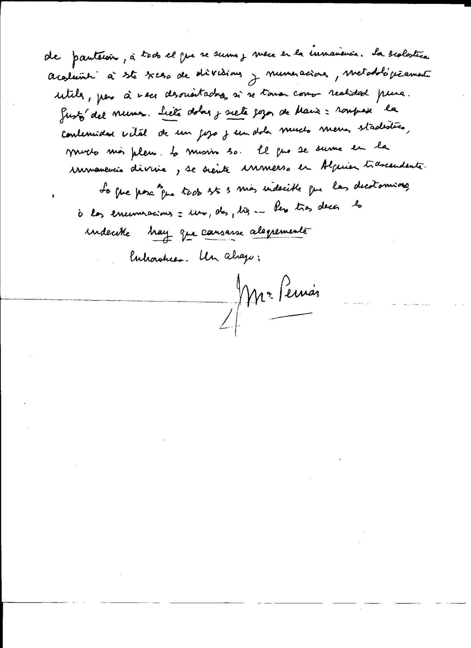 Segunda parte de la carta con la firma final de Pemán.