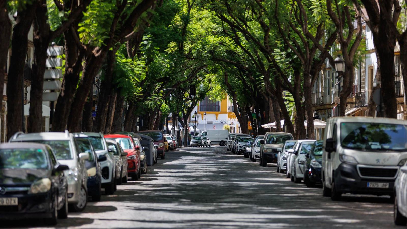 La ola de calor dejó vacío el centro este domingo.