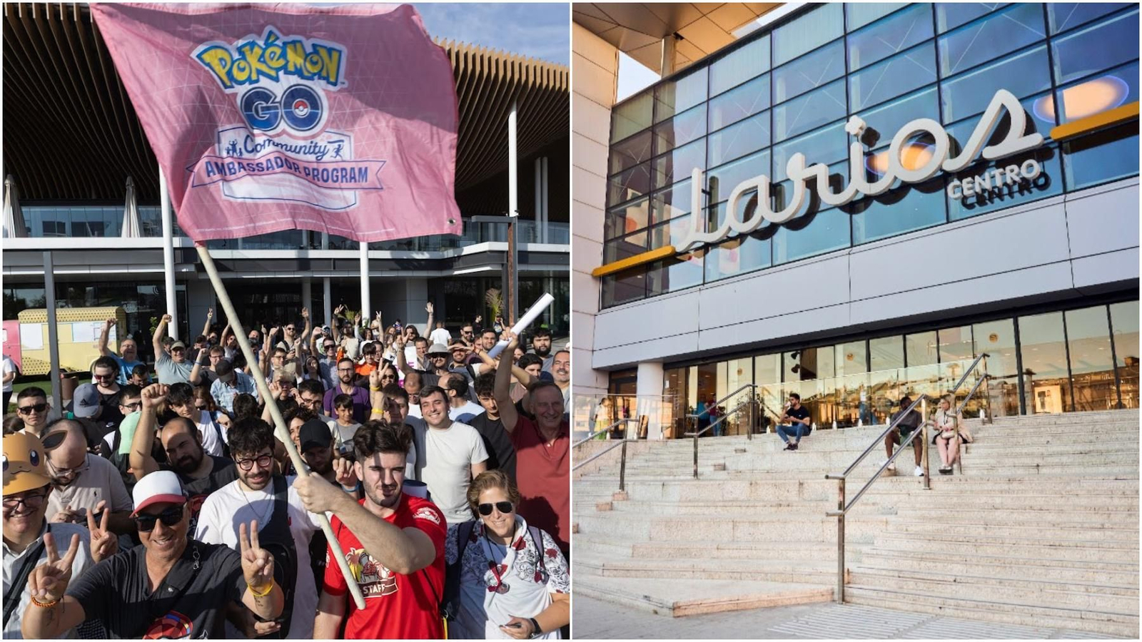 Un evento de Pokemon GO y uno de los accesos de Larios Centro.