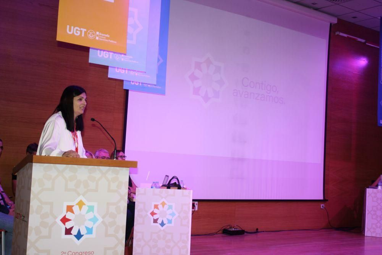 Juana López, tras su reelección.