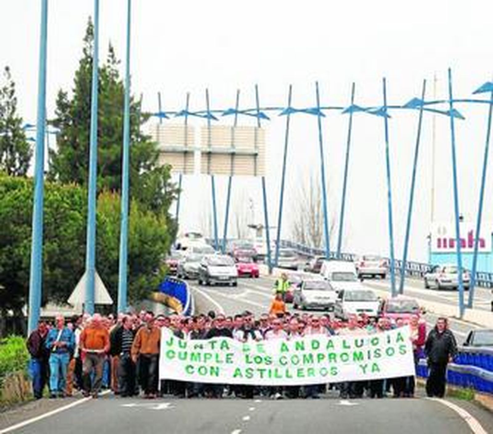 Una de las protestas de los trabajadores de Astilleros de Huelva el pasado año.