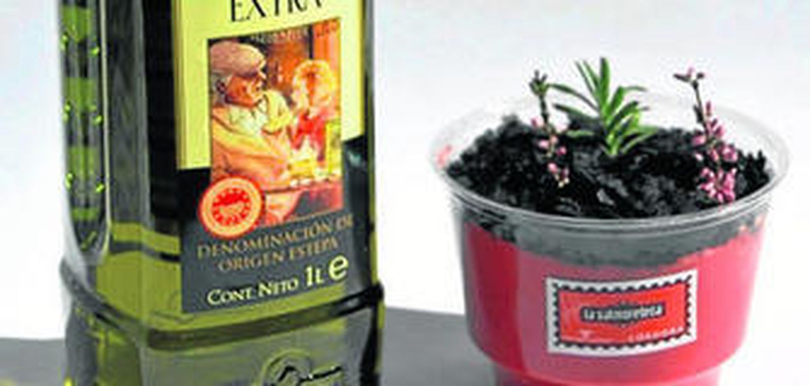 Salmorejo de remolacha con ceniza de queso y virgen extra Oleoestepa.