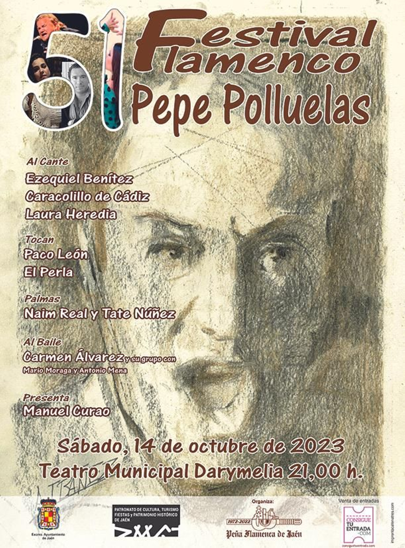 Cartel de la 51 edición del festival de flamenco decano de la provincia de Jaén.