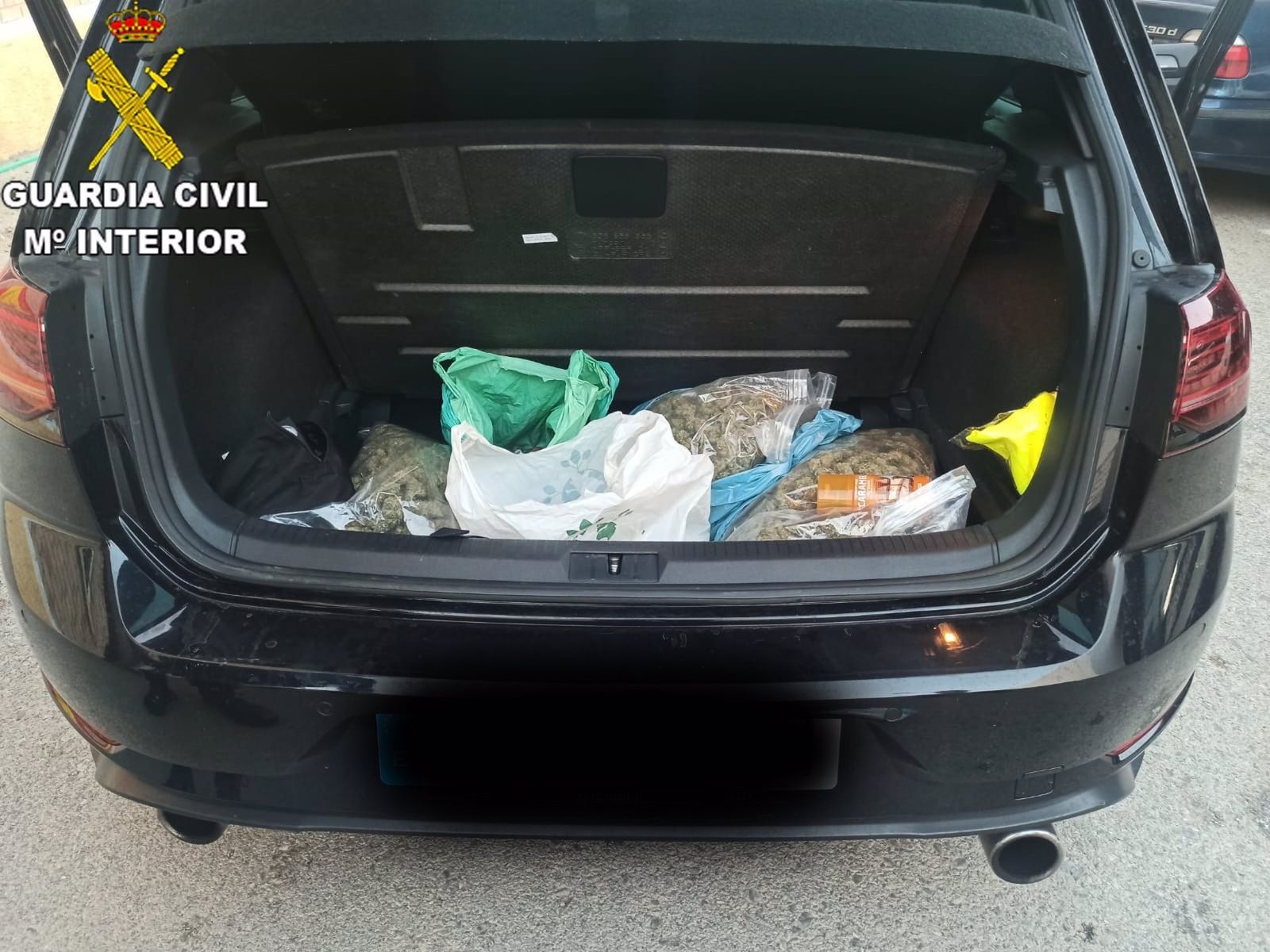 Las 300 bellotas de hachís y marihuana intervenidas.