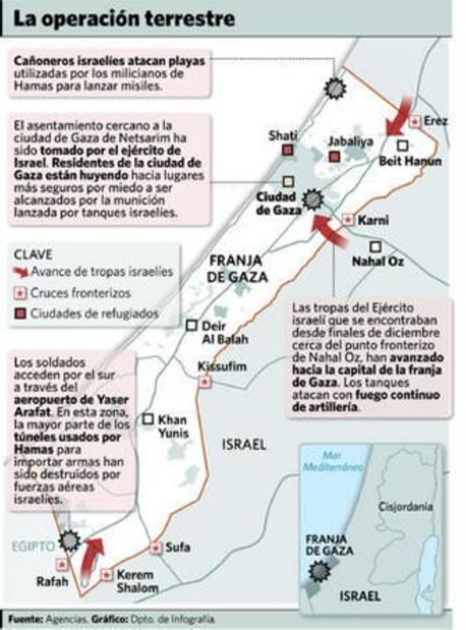 Un palestino, con su hija herida en brazos, a las puertas de un hospital.