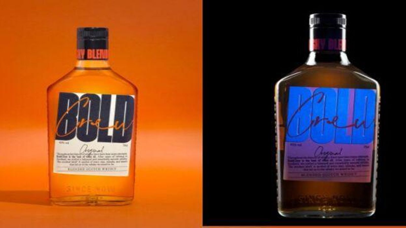 Bold Crew con su personal botella, a plena luz o con luz típica de discoteca