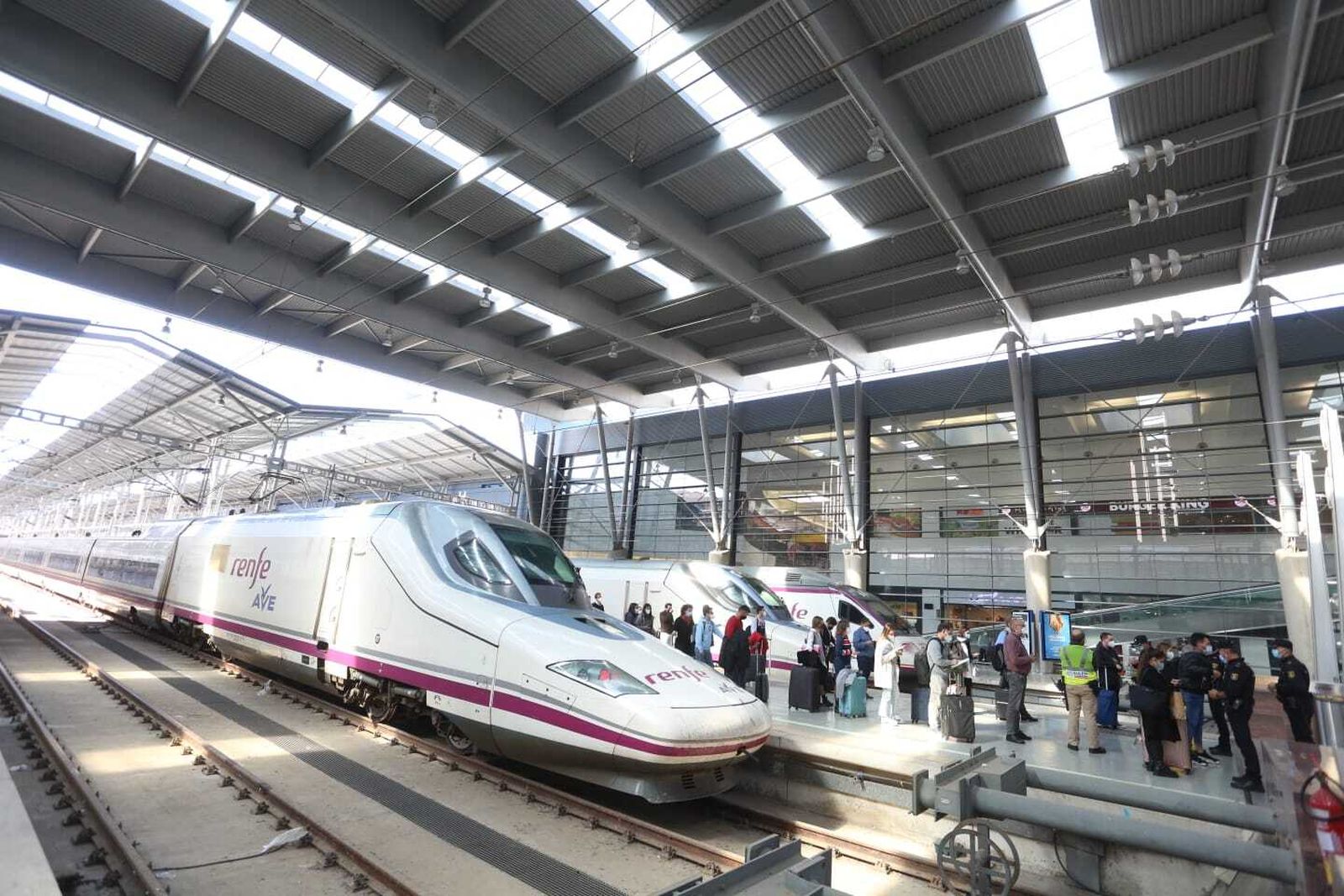 Controles en la estación de tren de Málaga en el primer día de movilidad restringida en Andalucía