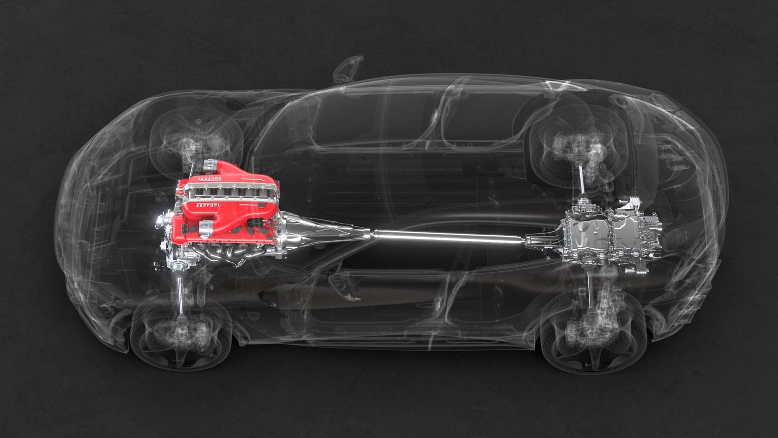 La configuración mecánica del Purosangue es similar a la de un coche de tracción trasera con la caja de cambios en el eje posterior. Así también consigue un reparto de pesos del 48 por ciento delante y 51 por ciento detrás.