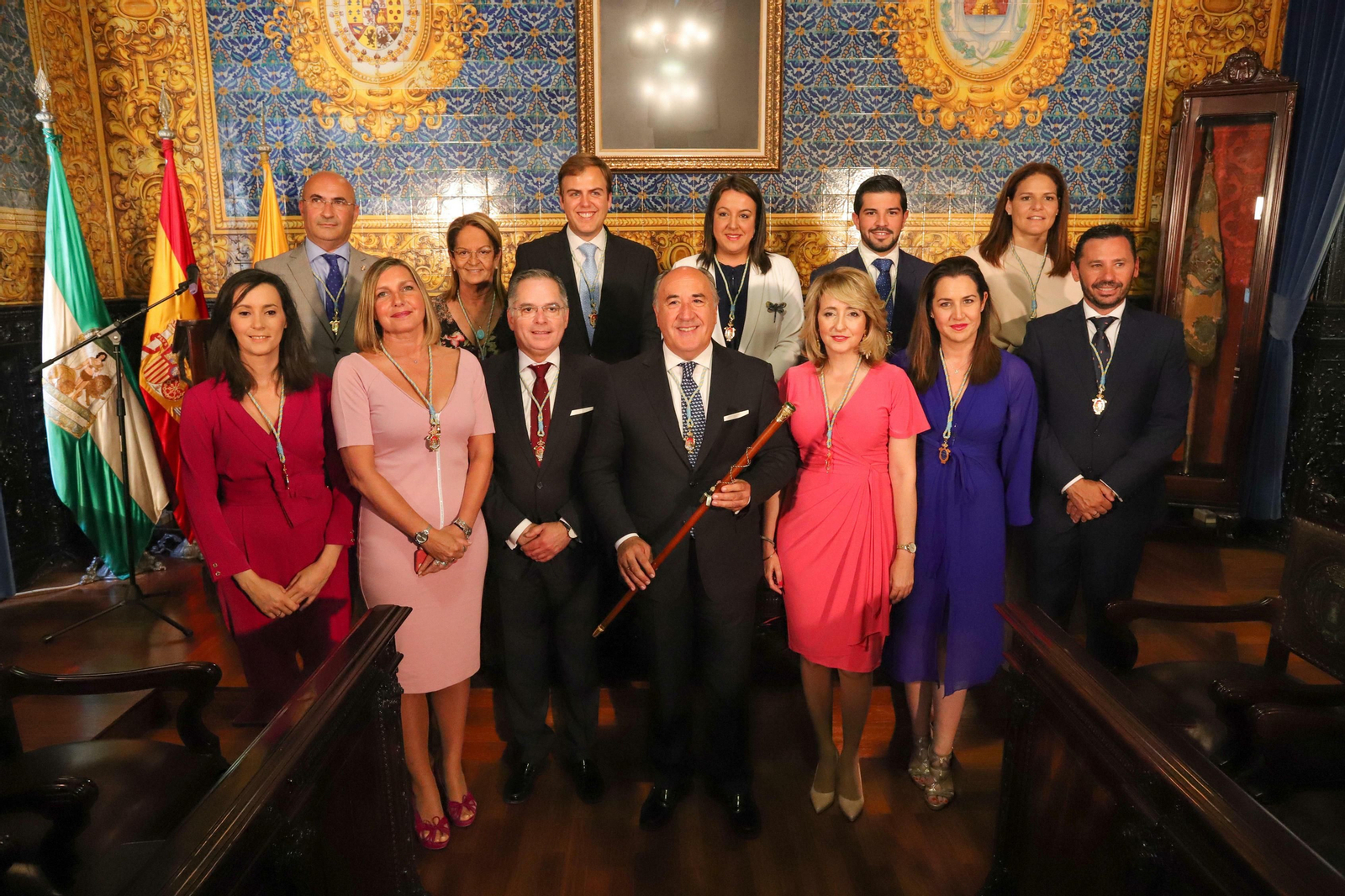 Los concejales de PP de Algeciras, con Landaluce  al frente.