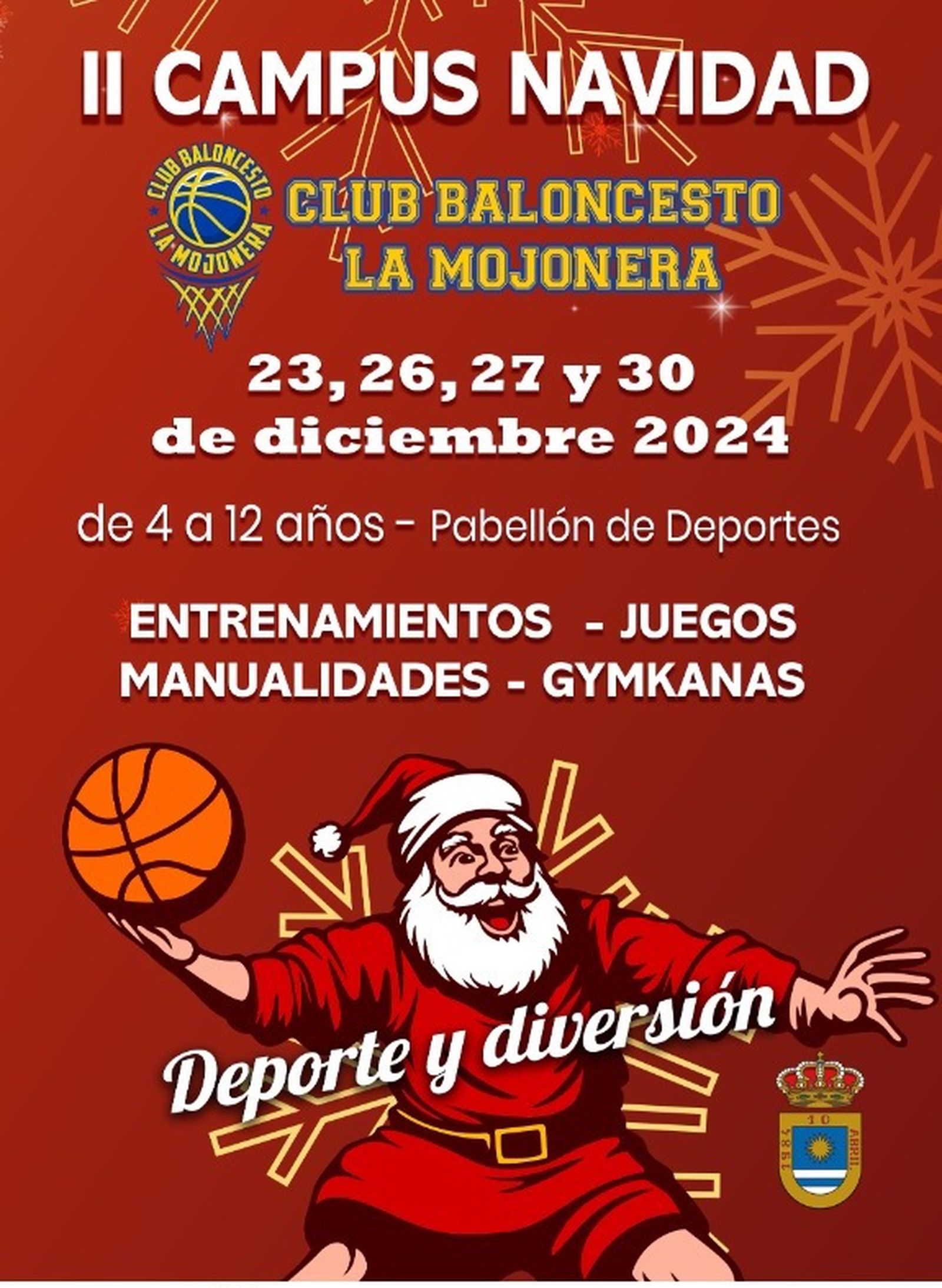 Cartel de II Campus de Navidad del Club Baloncesto La Mojonera.