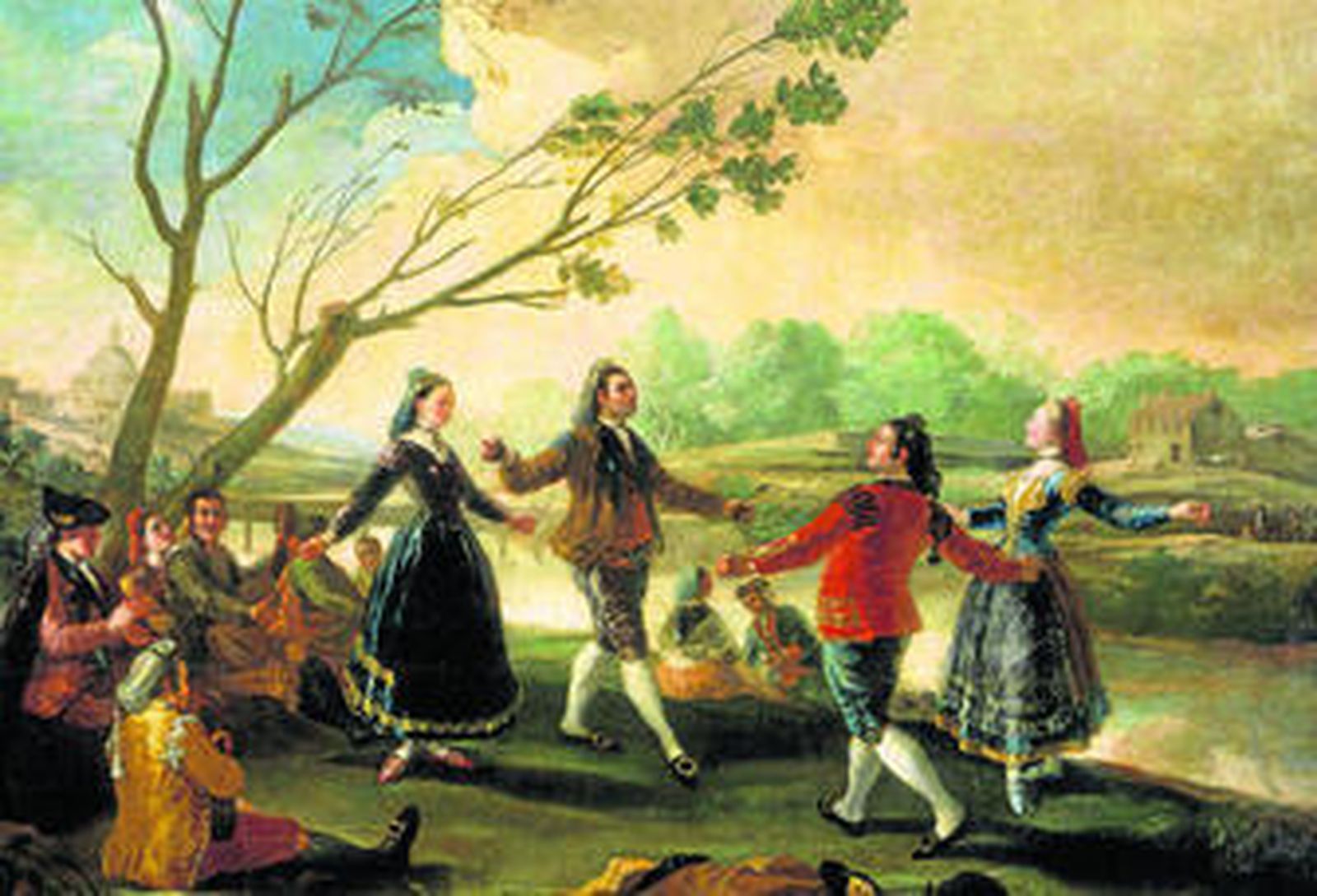 'Baile a orillas de Manzanares', uno de los cartones para tapices incluido en la muestra.