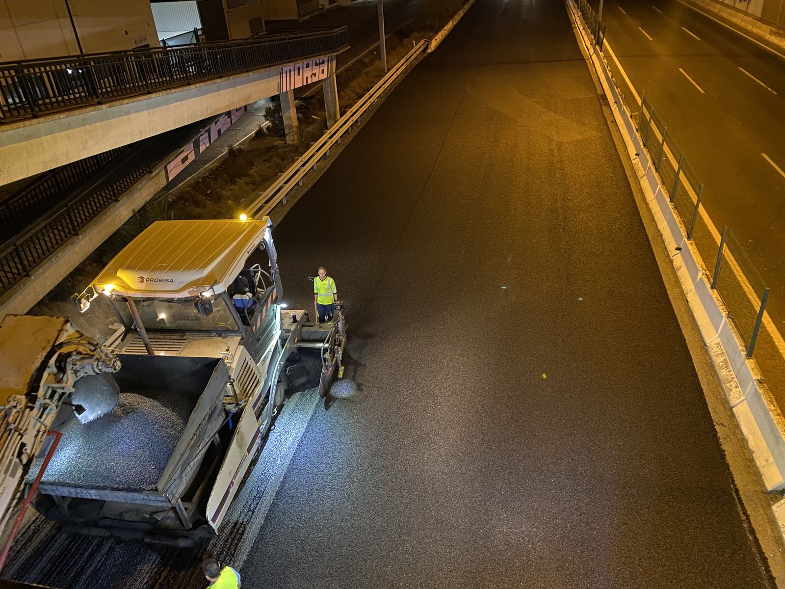 Imagen del extendido de asfalto 'Masai' en A-92