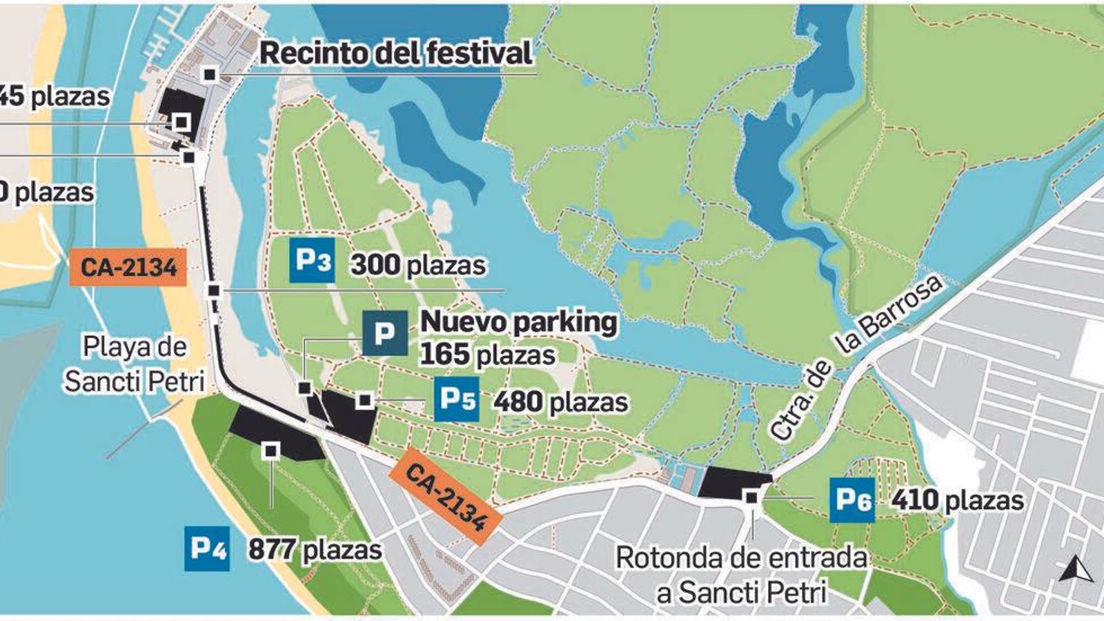 Plano de aparcamientos del Concert Music Festival.