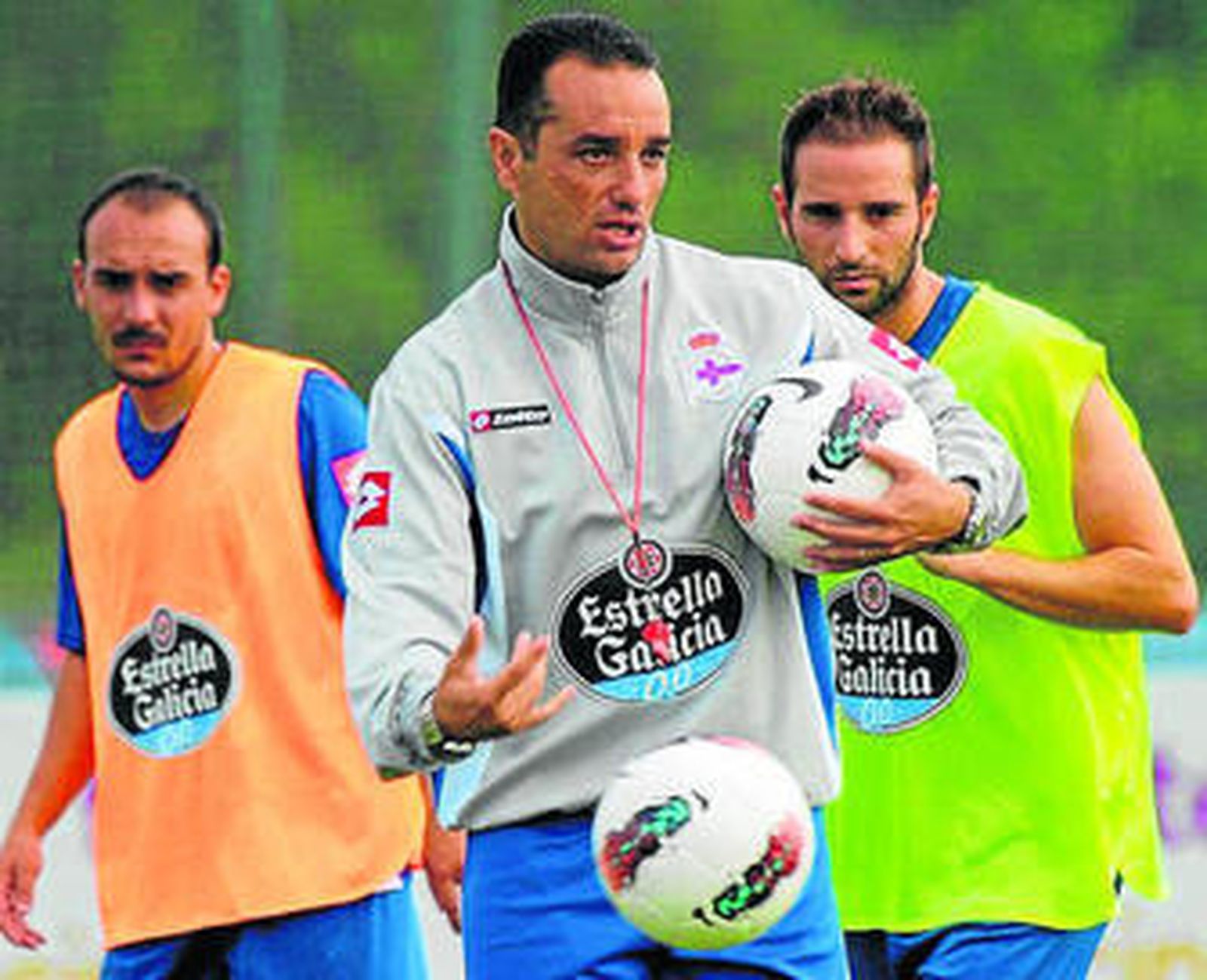 El valenciano, en un entrenamiento con el equipo coruñés.