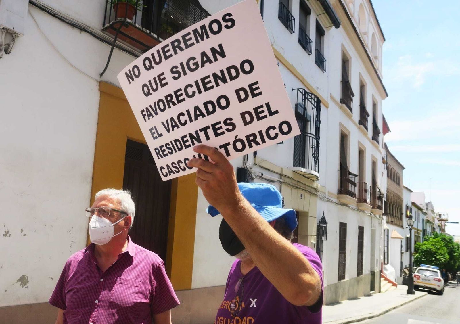 José Rojas en una de las manifestaciones de los vecinos del Casco Histórico.