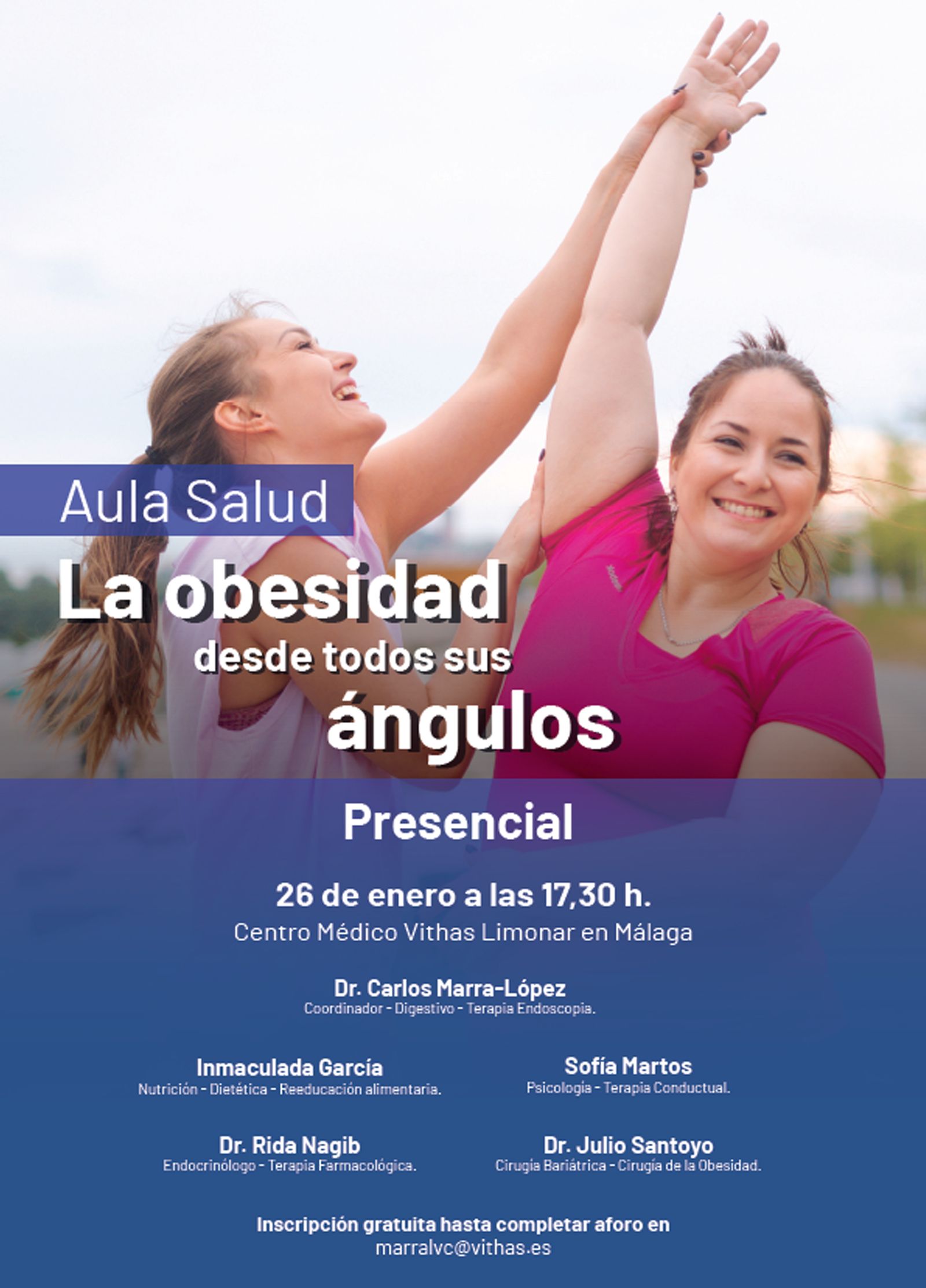 El Aula Salud de Vithas Málaga aborda este jueves las claves para luchar contra la obesidad