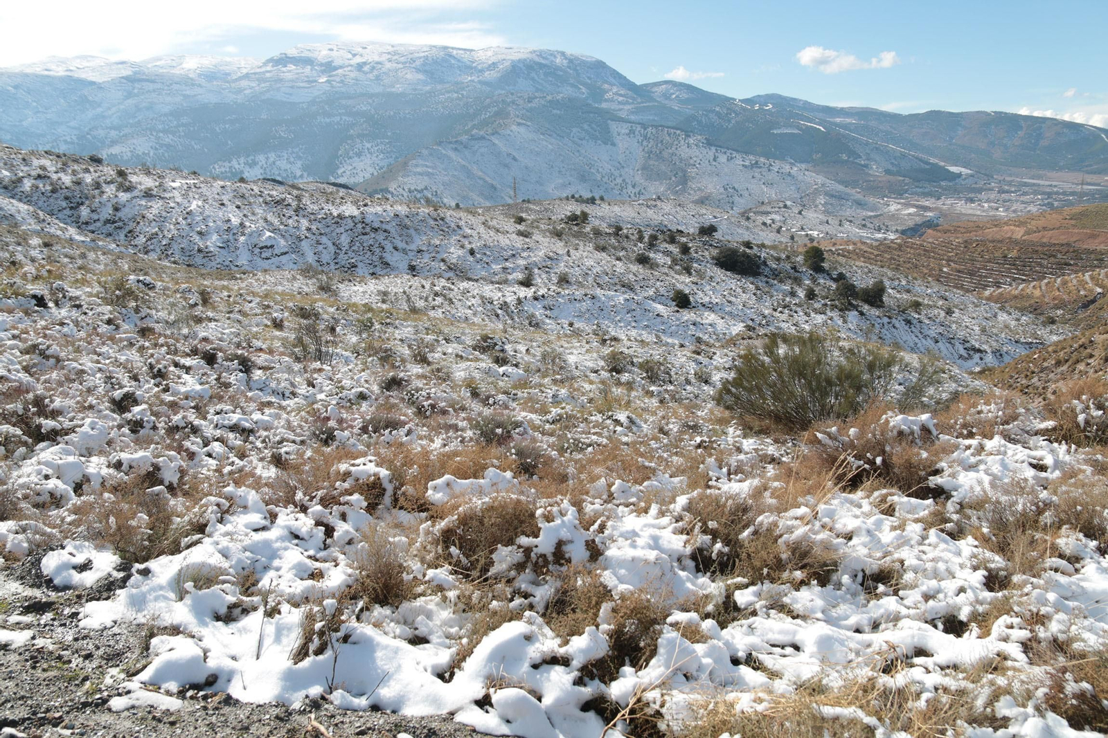 La nieve cubre de blanco la Alpujarra Almeriense