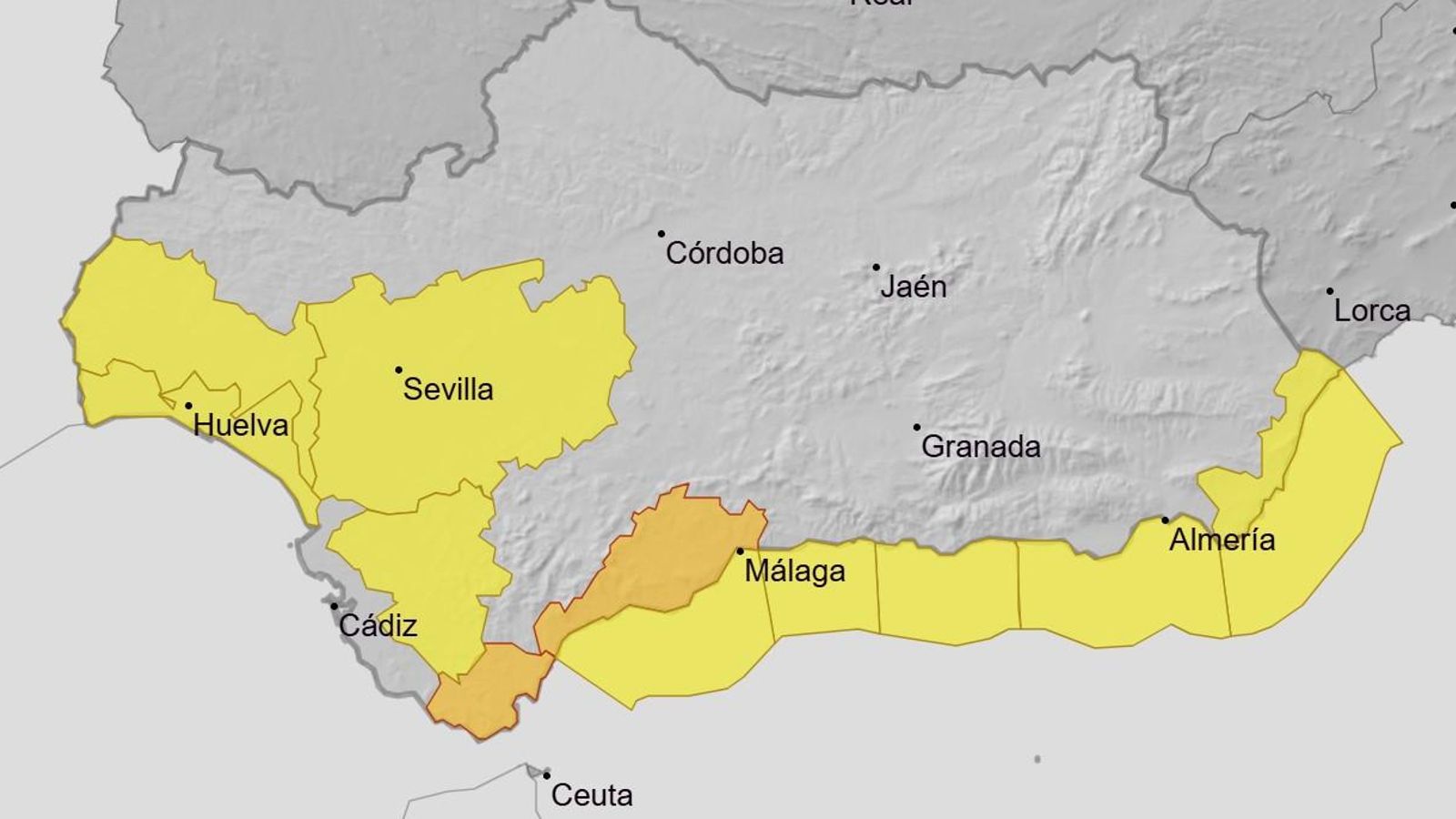 Alertas en la comunidad andaluza.
