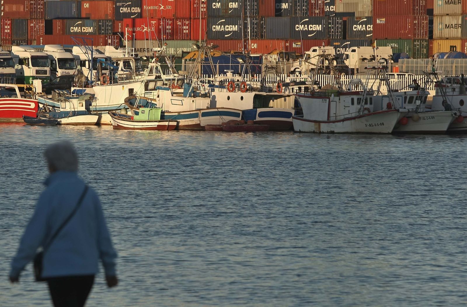 Pesqueros amarrados en la dársena del Puerto de Algeciras.