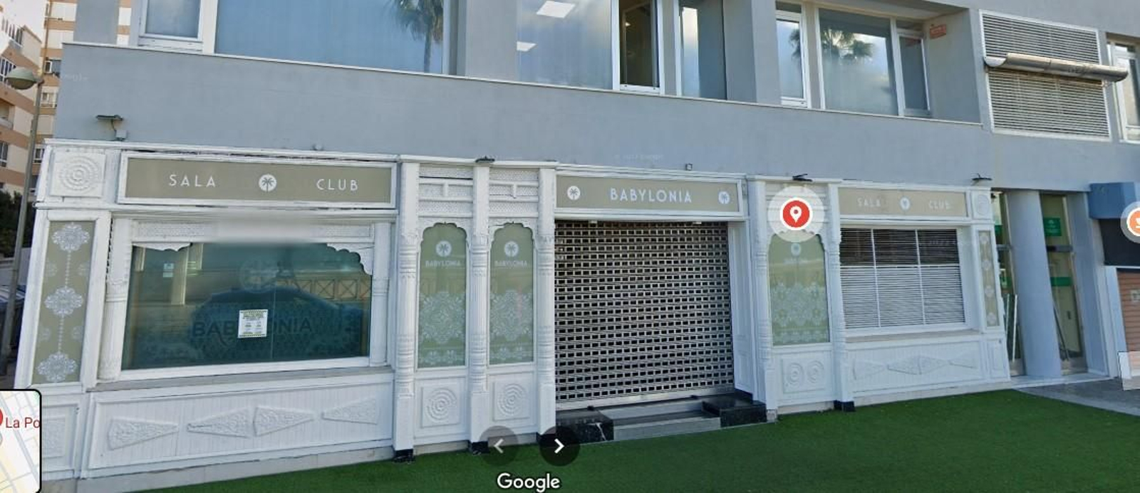 Fachada de la discoteca Babylonia en el Paseo Marítimo.