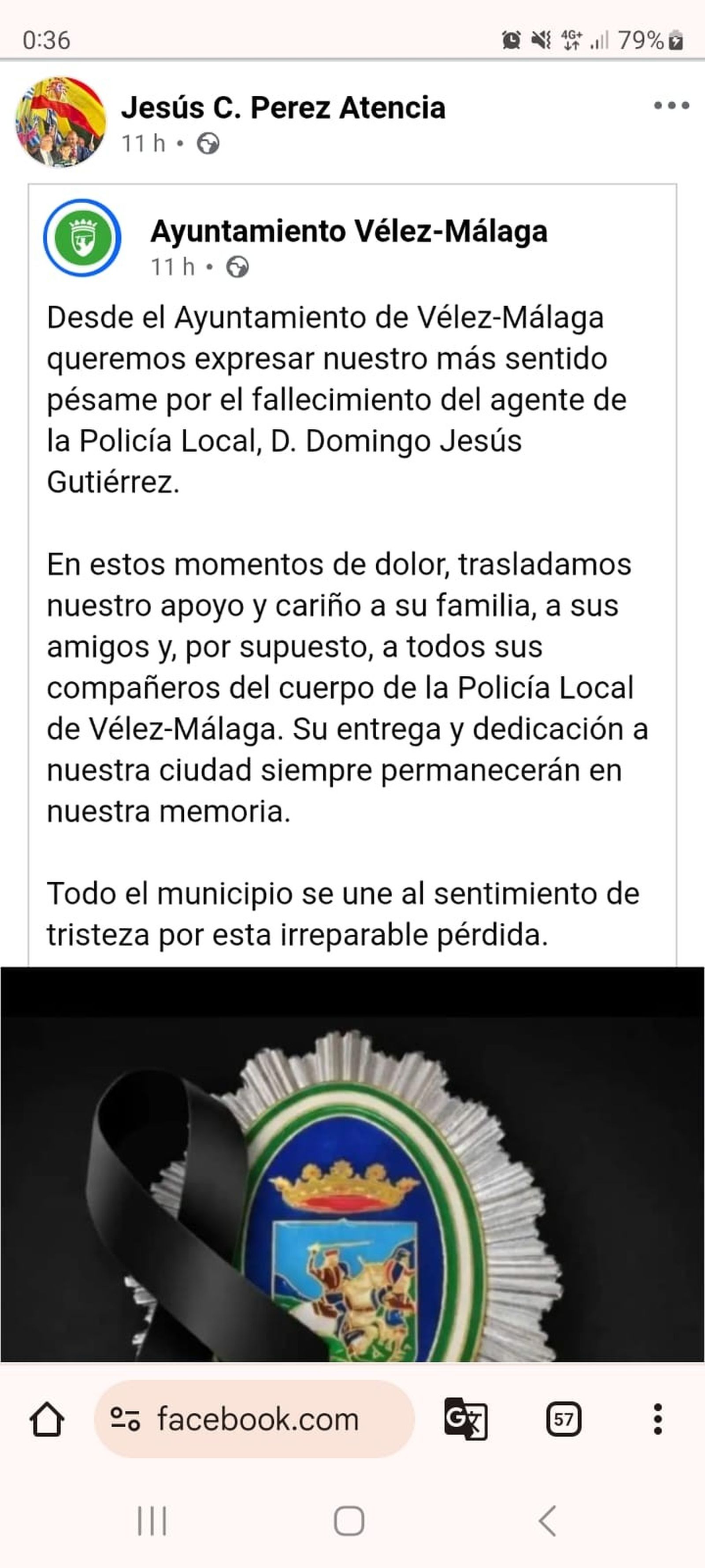 Mensaje del Ayuntamiento de Vélez.