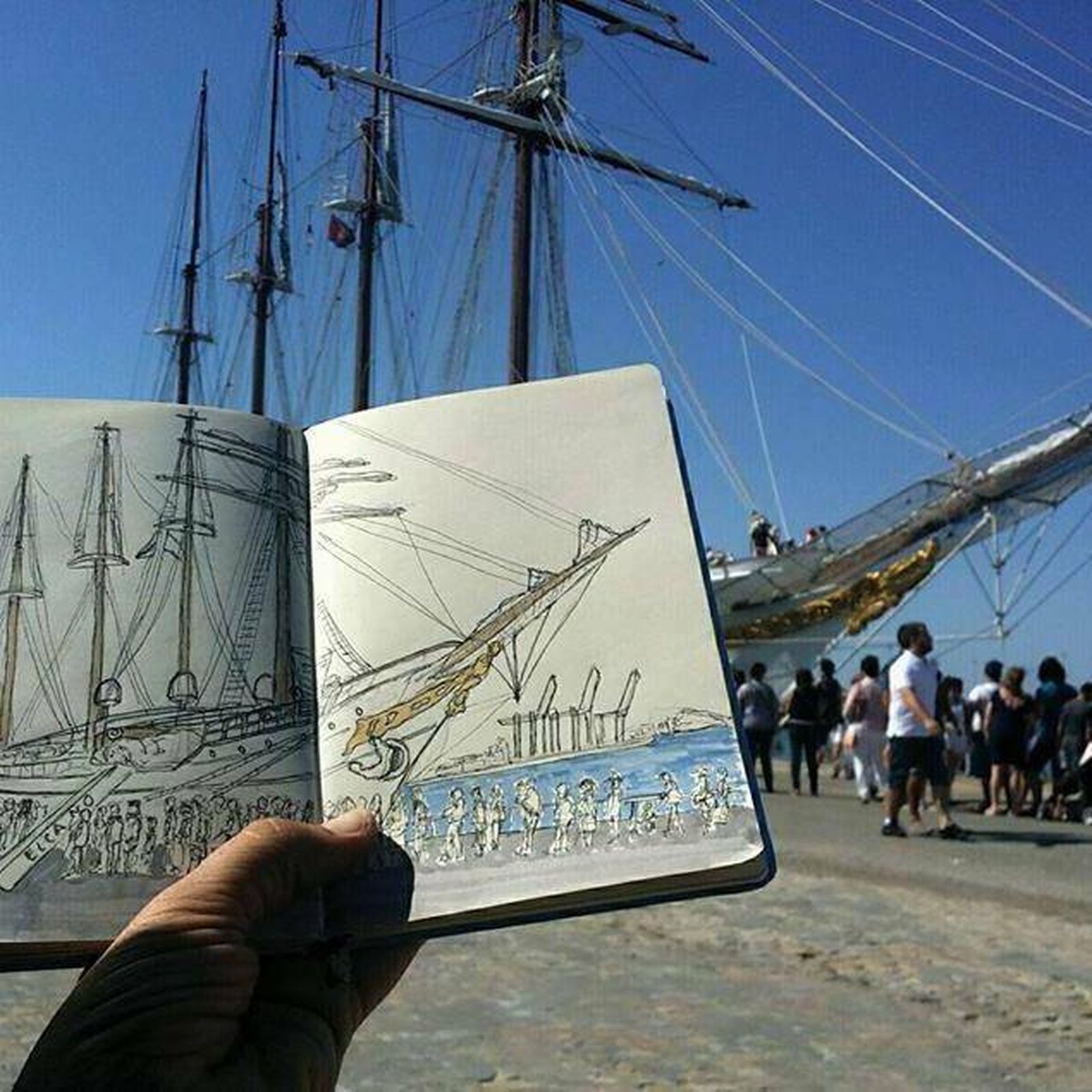 Dibujo en cuaderno del Juan Sebastián de Elcano.
