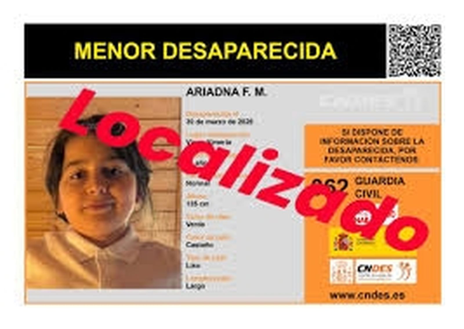 Localizan en perfecto estado a la niña de 11 años desaparecida en Vícar