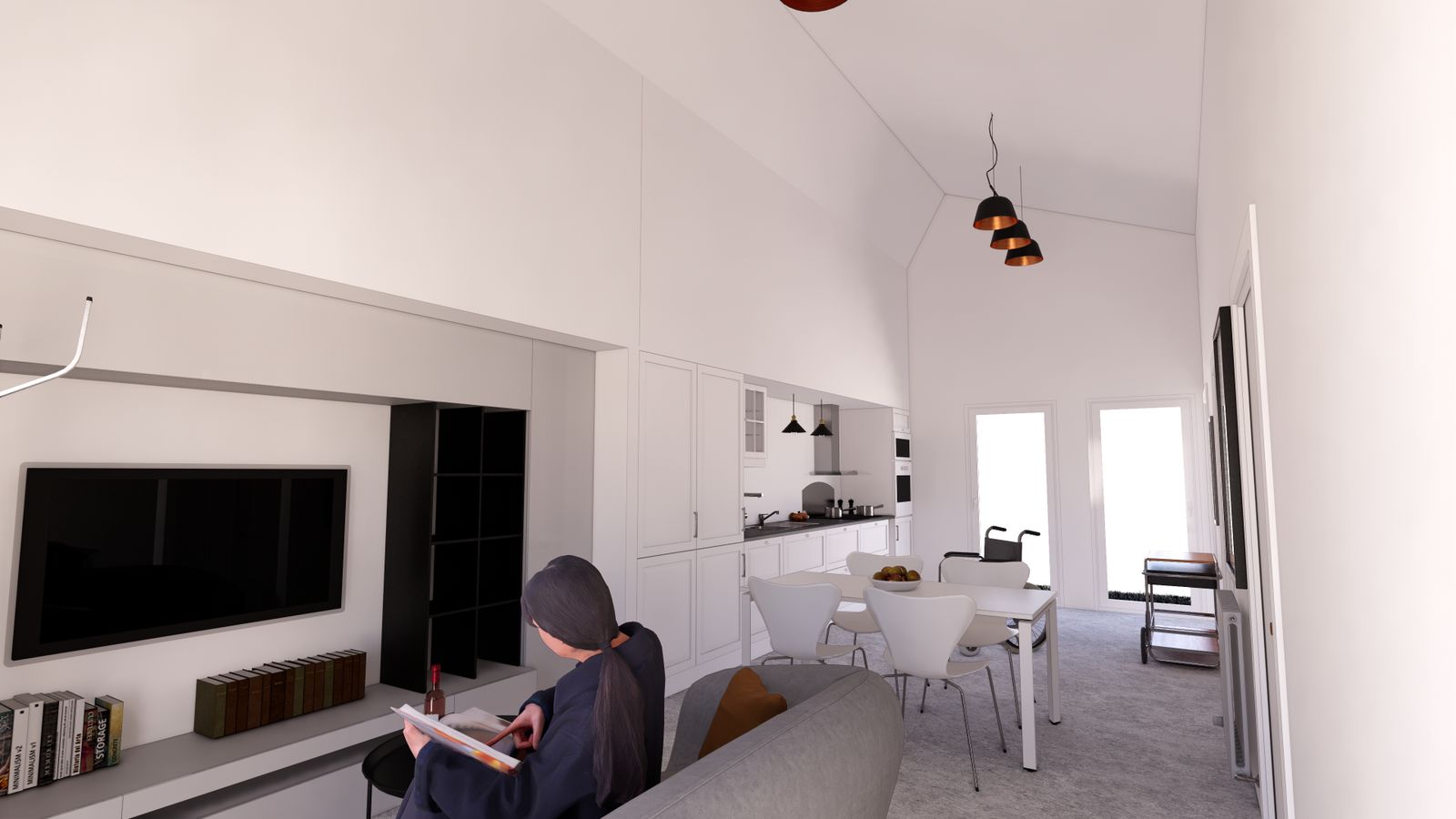 Recreación del interior de las viviendas en la calle Aruba.