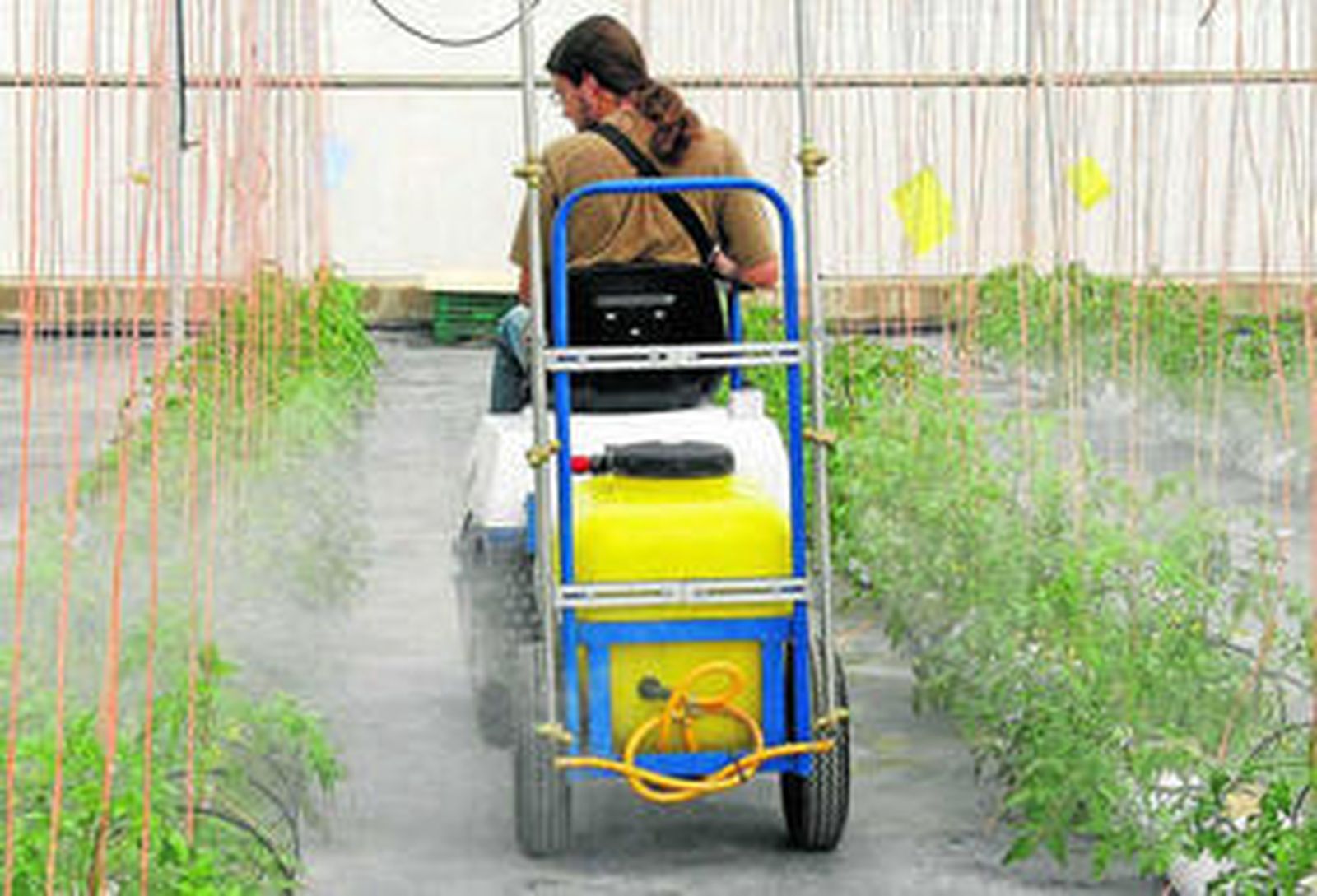 Los dispositivos móviles de aplicación de fitosanitarios son muy comunes en los invernaderos de la provincia.