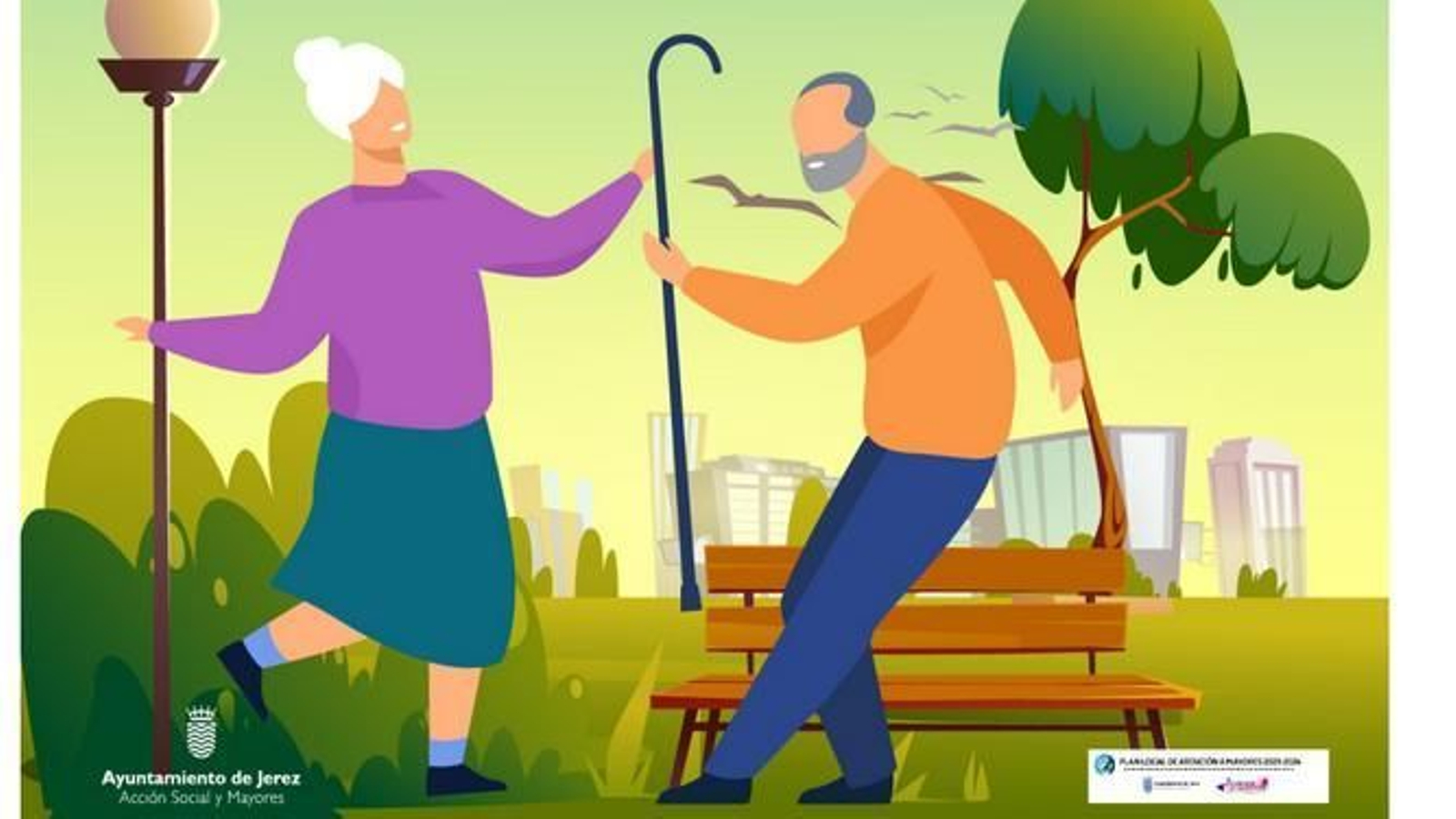 Baile de mayores en la plaza del Banco