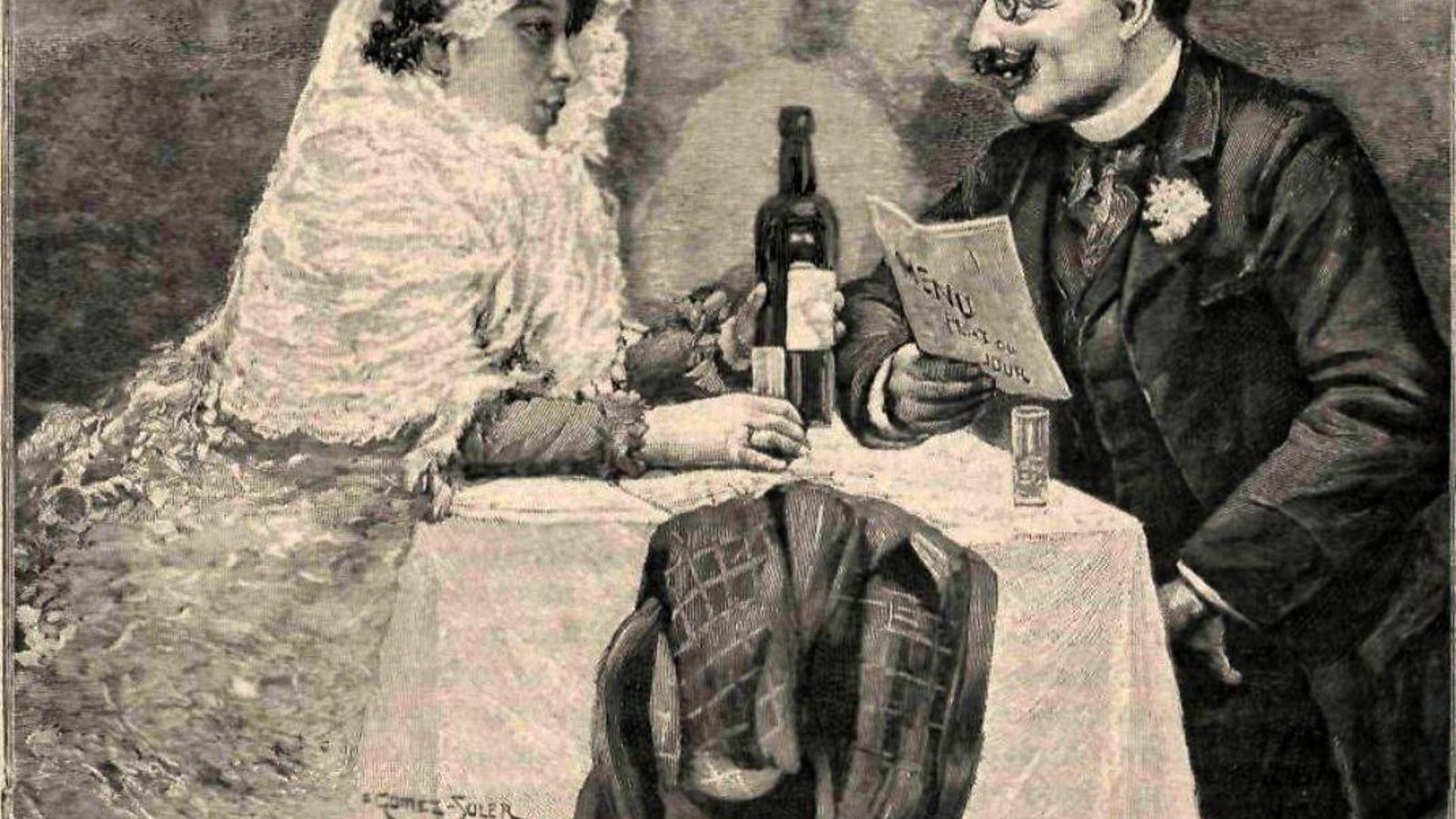 Grabado del cuadro 'En el restauran', de 1892.