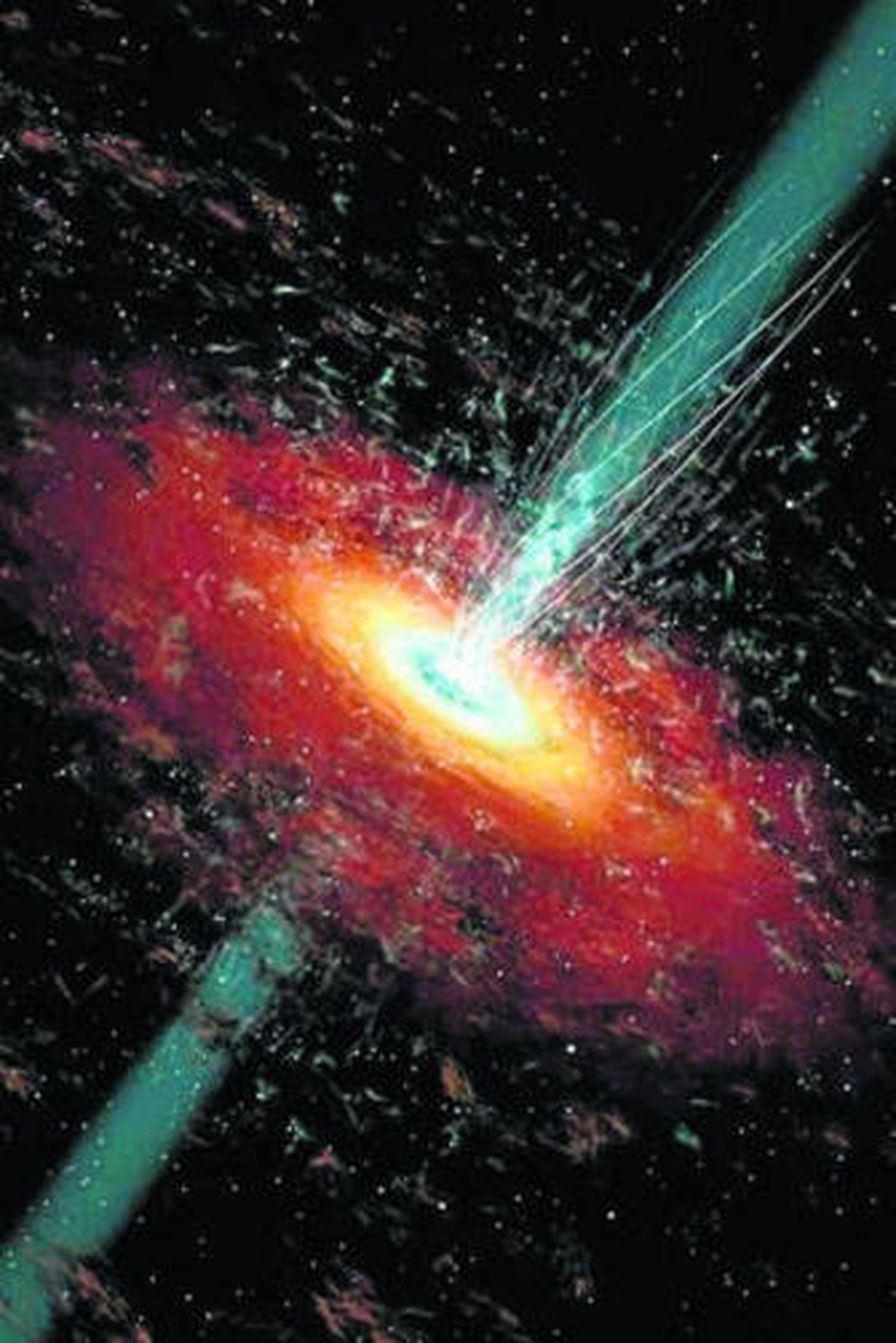 Osiris, el instrumento del GTC. Fuente: Pablo Bonet (IAC)/ Concepción artística de una galaxia activa/ Imagen del cuásar.