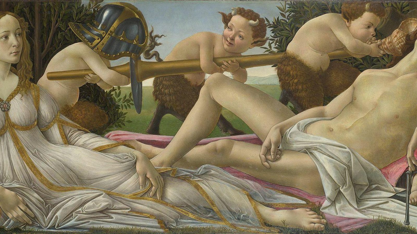 Venus y Marte (Afrodita y Ares) en el famoso lienzo de Botticelli.