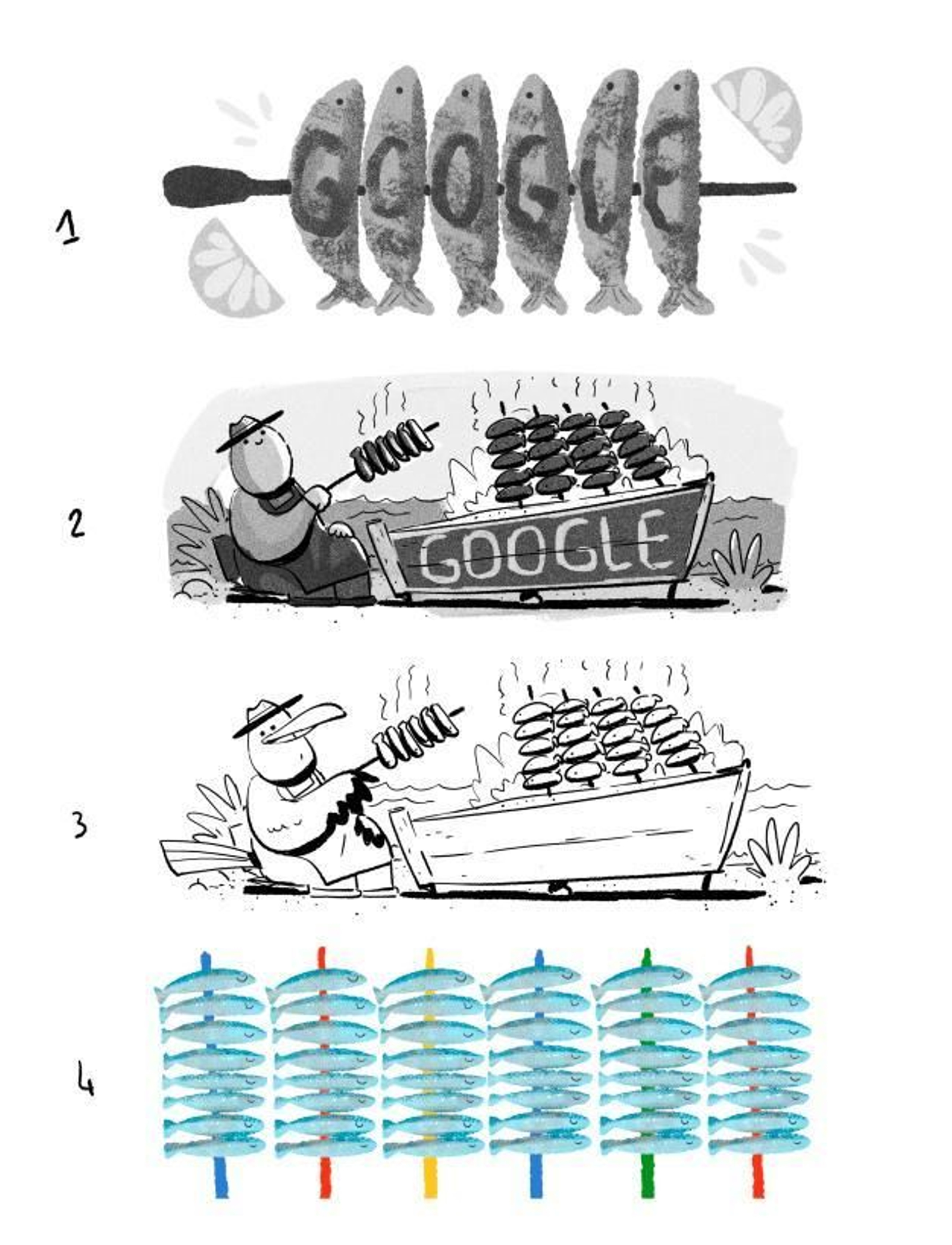Proceso creativo de Helene Leroux para el doodle de Google. Proceso creativo de Helene Leroux para el doodle de Google.