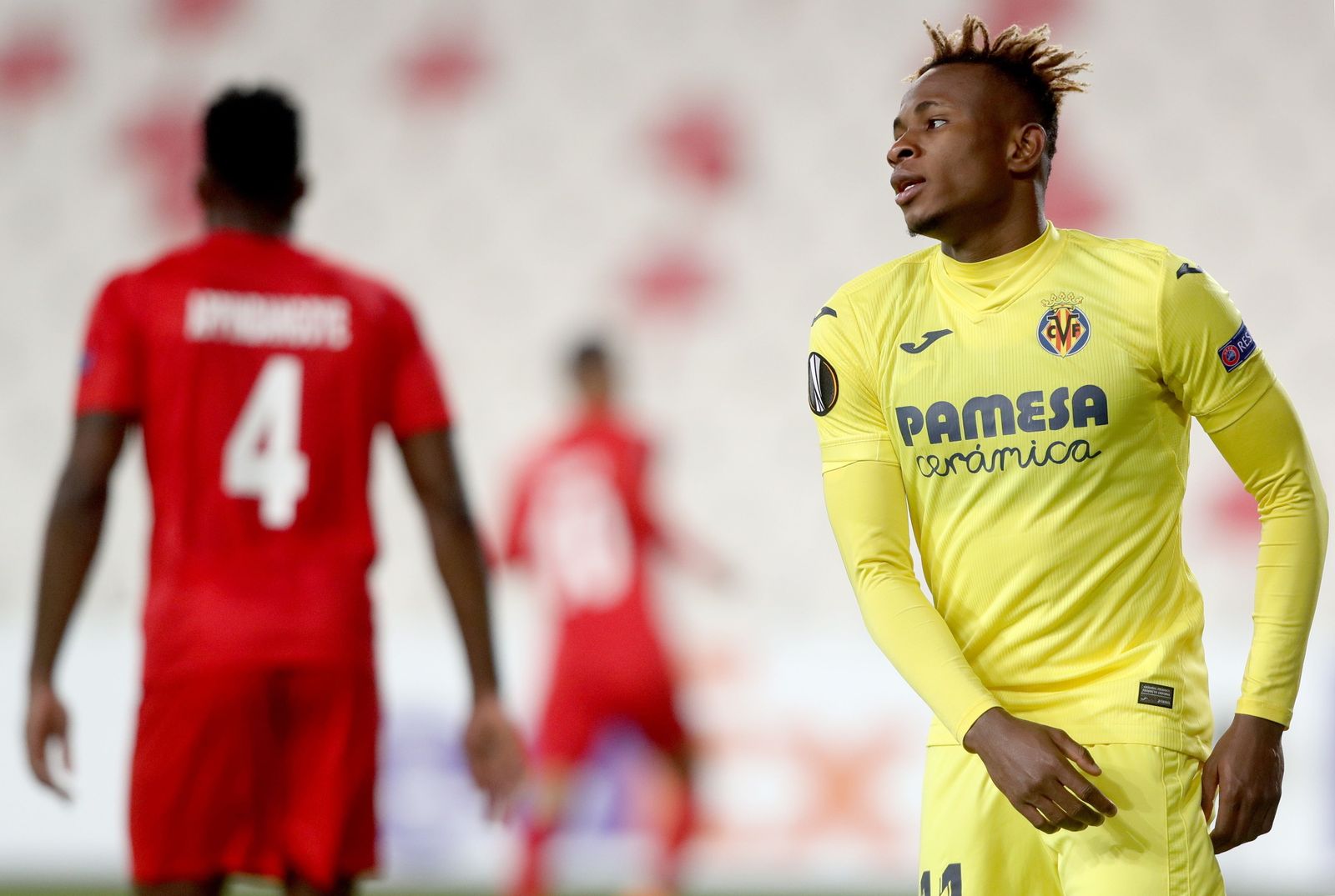 Samu Chukwueze, jugador del Villarreal, en el partido de Liga Europa frente al Sivasspor.