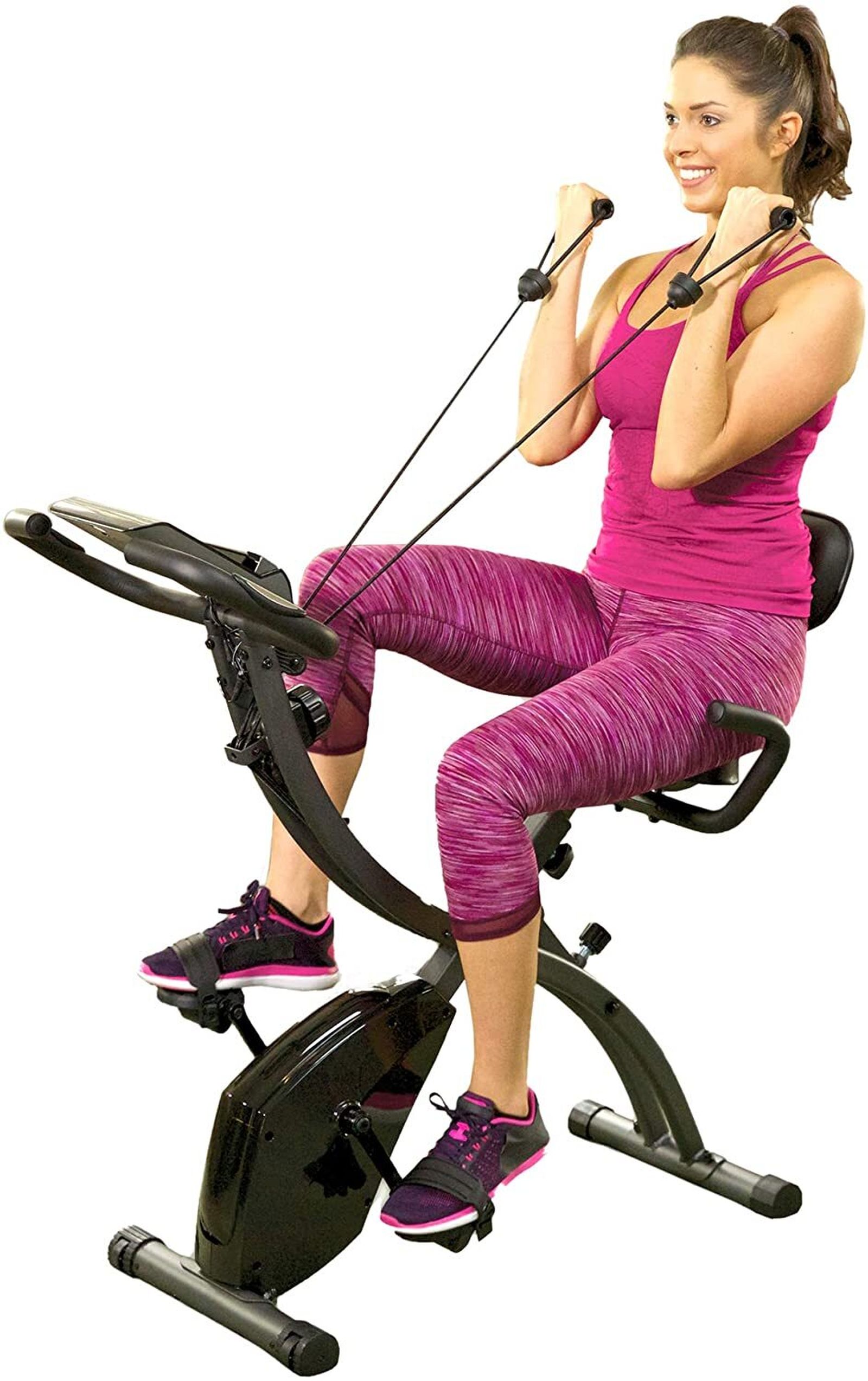 BulbHead - Bicicleta estática plegable para interiores con bandas de resistencia