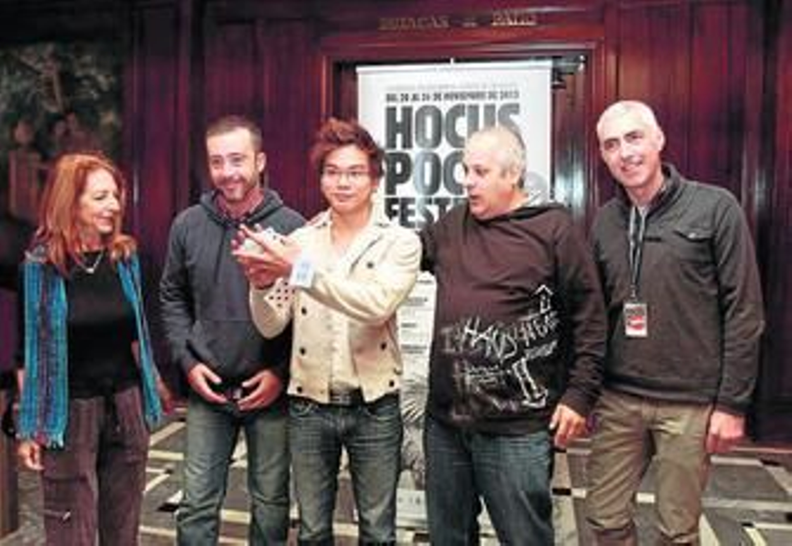 Tina Lenert, El Gran Dimitri, Shin Lim, MagoMigue y Xavi Puk, ayer, en el Isabel la Católica.