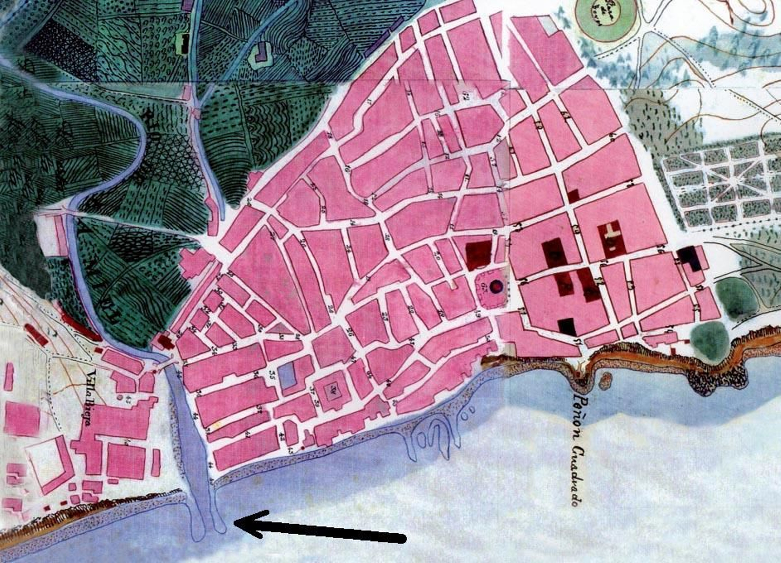 Plano de Algeciras levantado en el año 1857 por el Servicio Cartográfico y Geográfico del Ejército. Plano de Algeciras levantado en el año 1857 por el Servicio Cartográfico y Geográfico del Ejército.