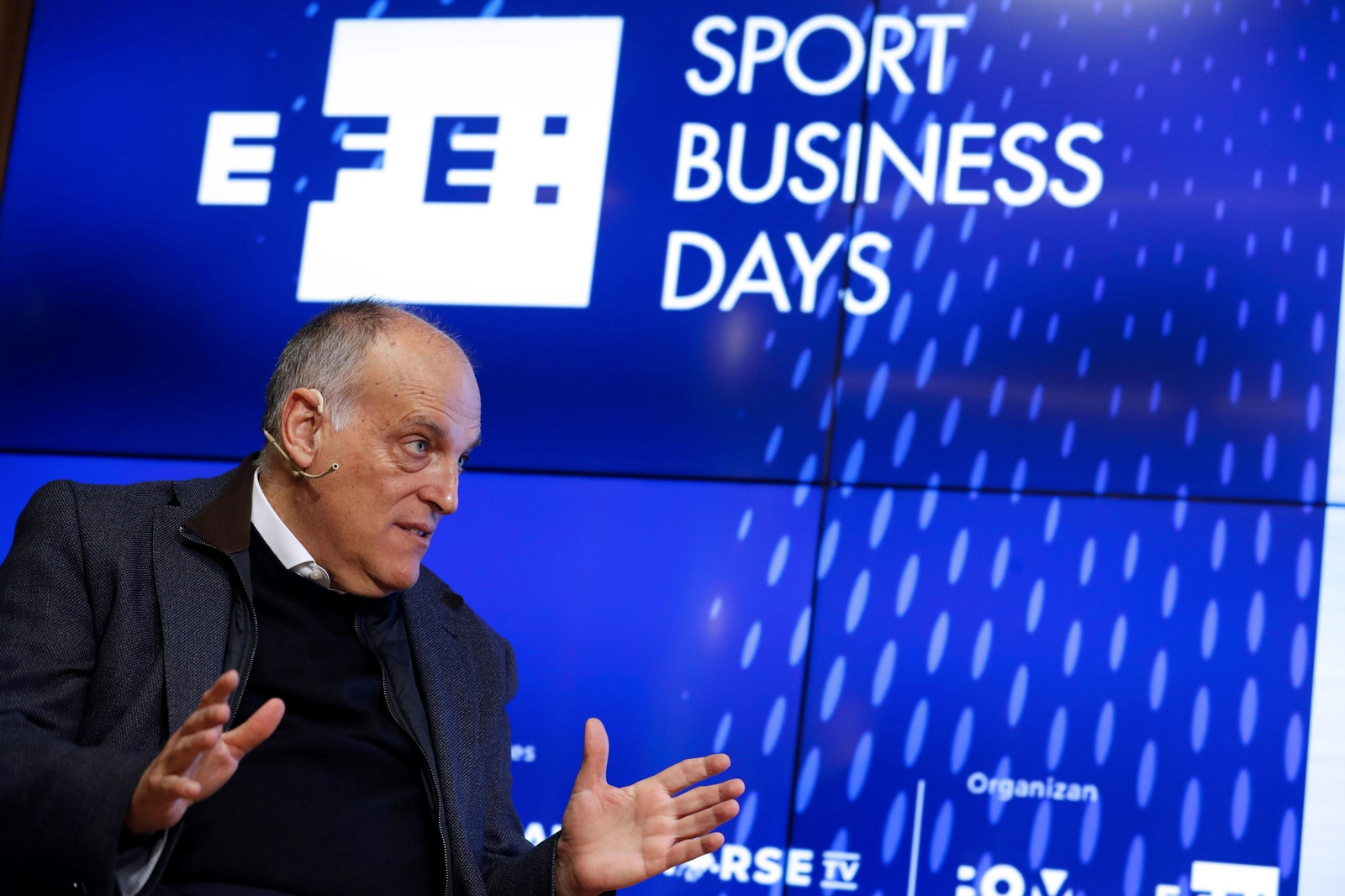 Javier Tebas, durante su intervención en el Sports Business Days de Efe.