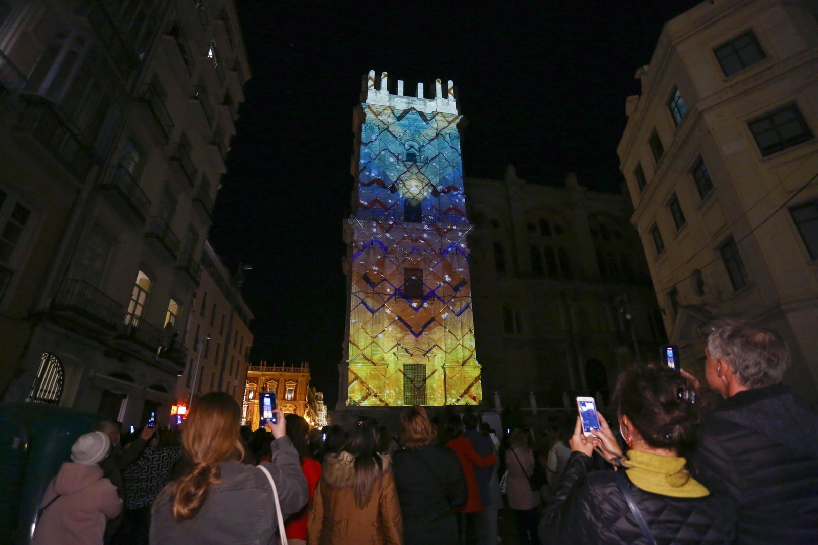 El video mapping de Navidad en la Catedral de Málaga, en fotos