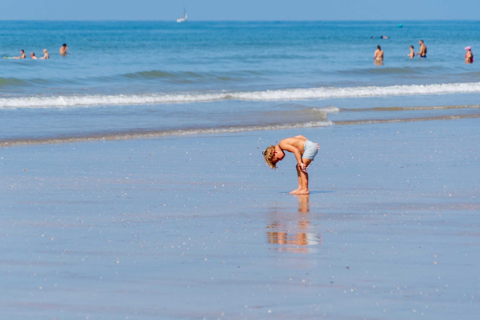 Ambiente de las playas de Punta Umbría la mañana del sábado 9 de agosto