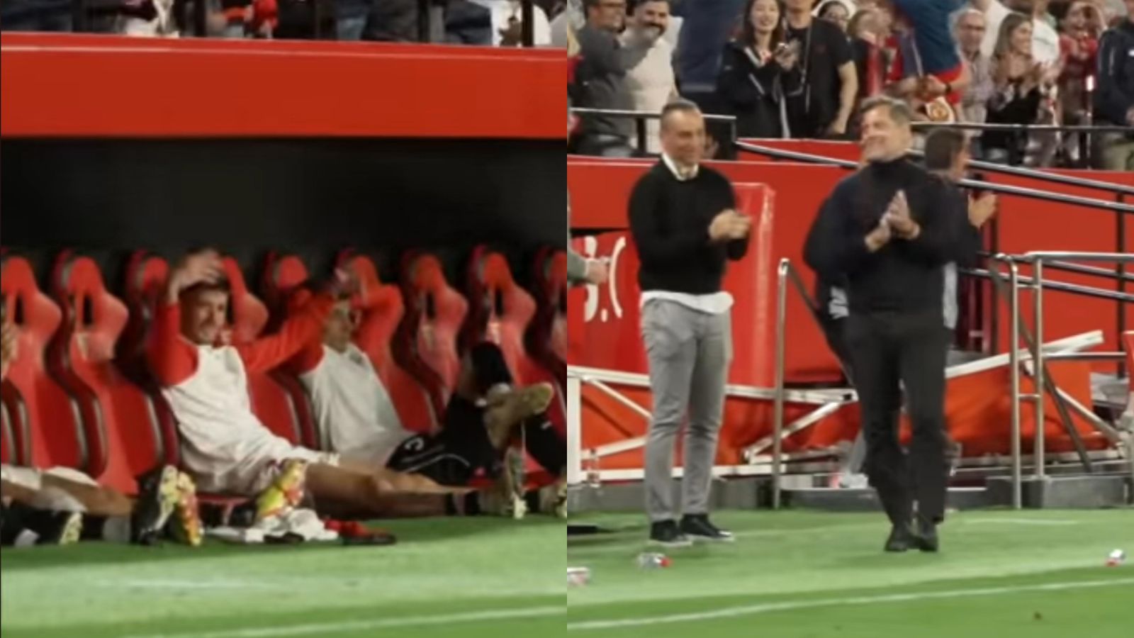 La reacción del banquillo del Sevilla al golazo de Lukebakio: desde el asombro de Kike Salas hasta la risa de Quique Sánchez Flores"