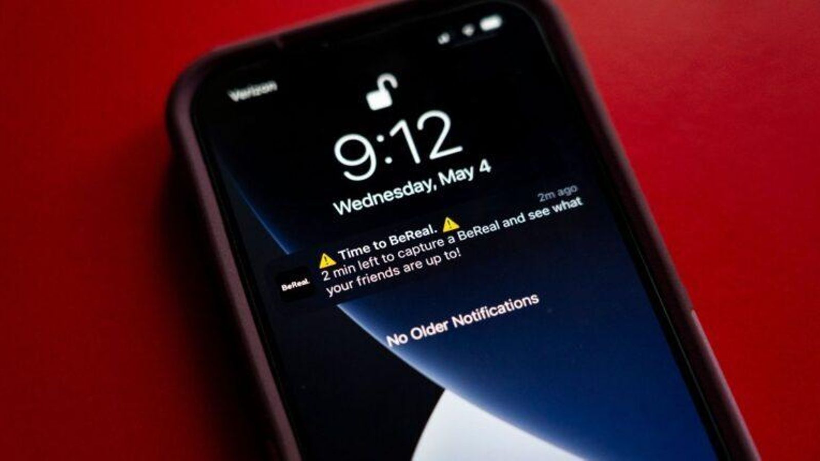 Notificación de la aplicación de la red social BeReal.