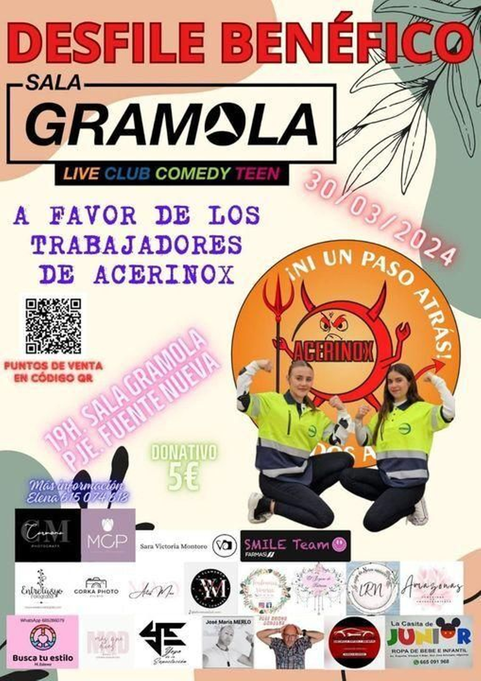 Cartel del desfile benéfico para los trabajadores de Acerinox.