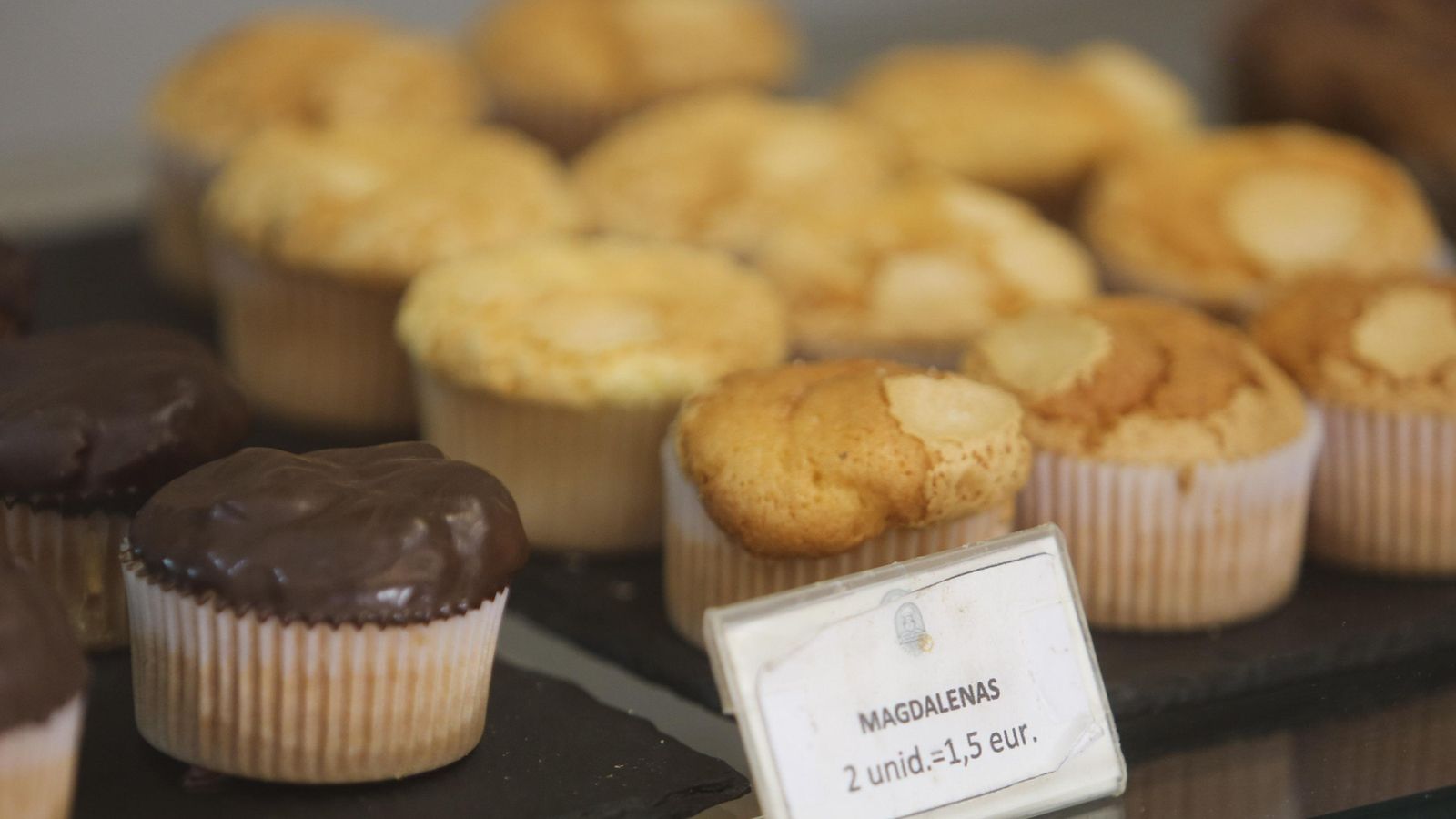 Magdalenas sin gluten que venden en El Pastelero Real.