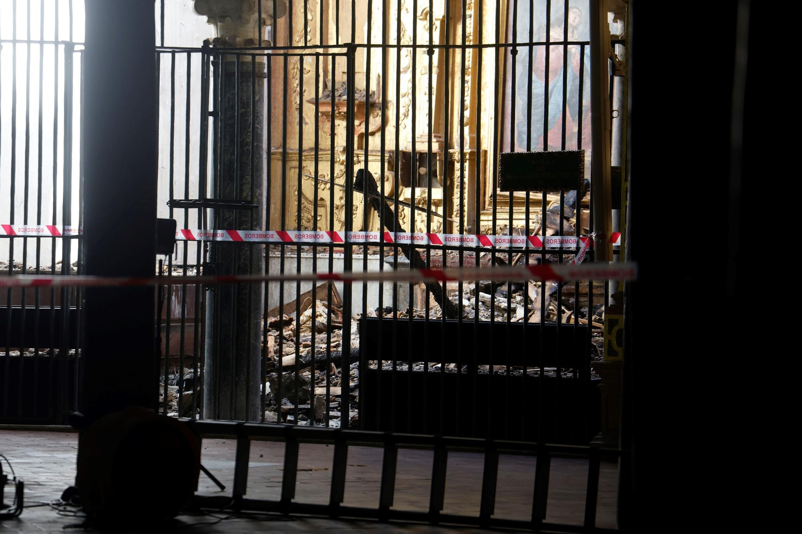 Una de las capillas afectadas por el incendio en la Mezquita-Catedral de Córdoba.